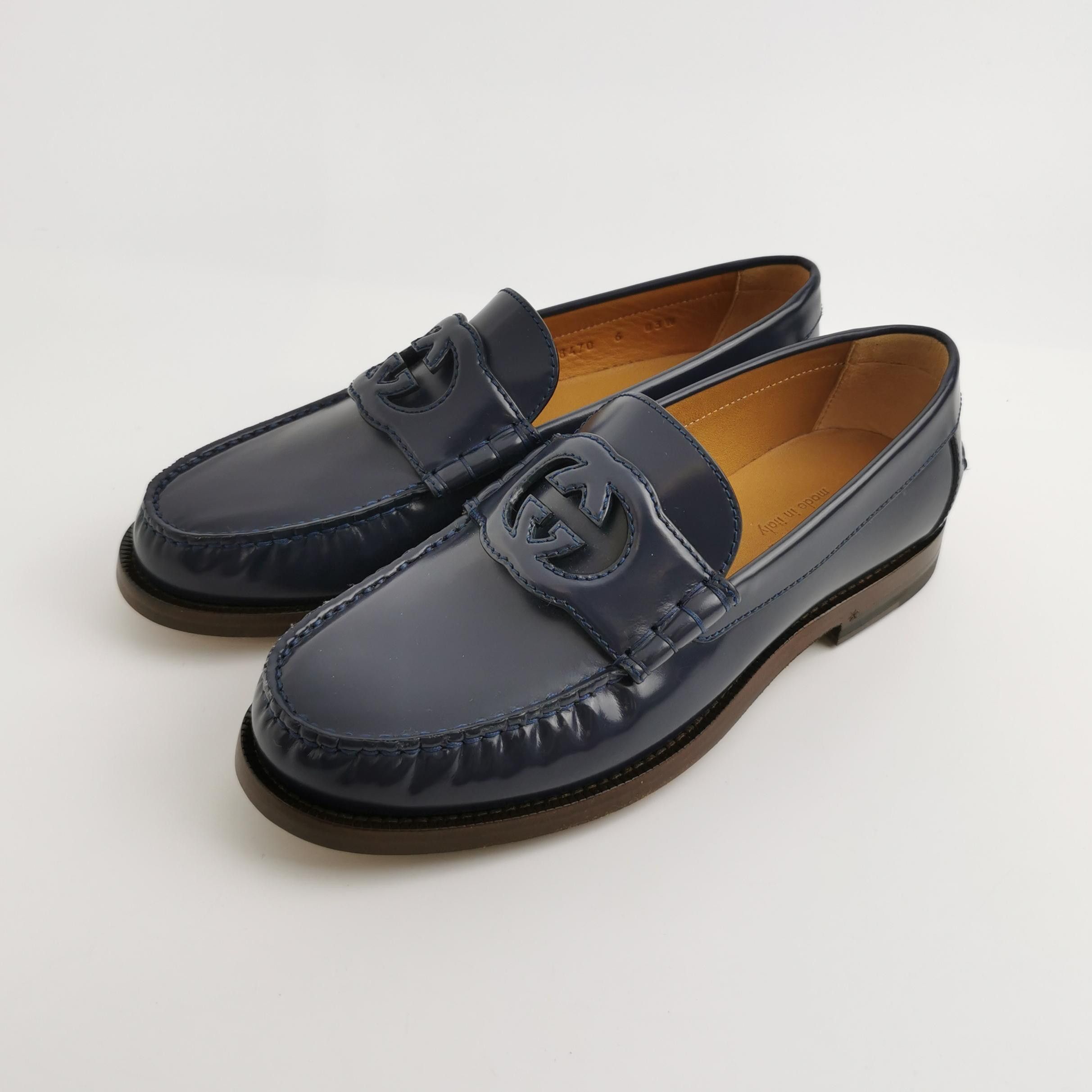 Gucci Gucci Interlocking G Navy Leather Loafers Size 40 Size US 7 / EU 40 - 3 Thumbnail