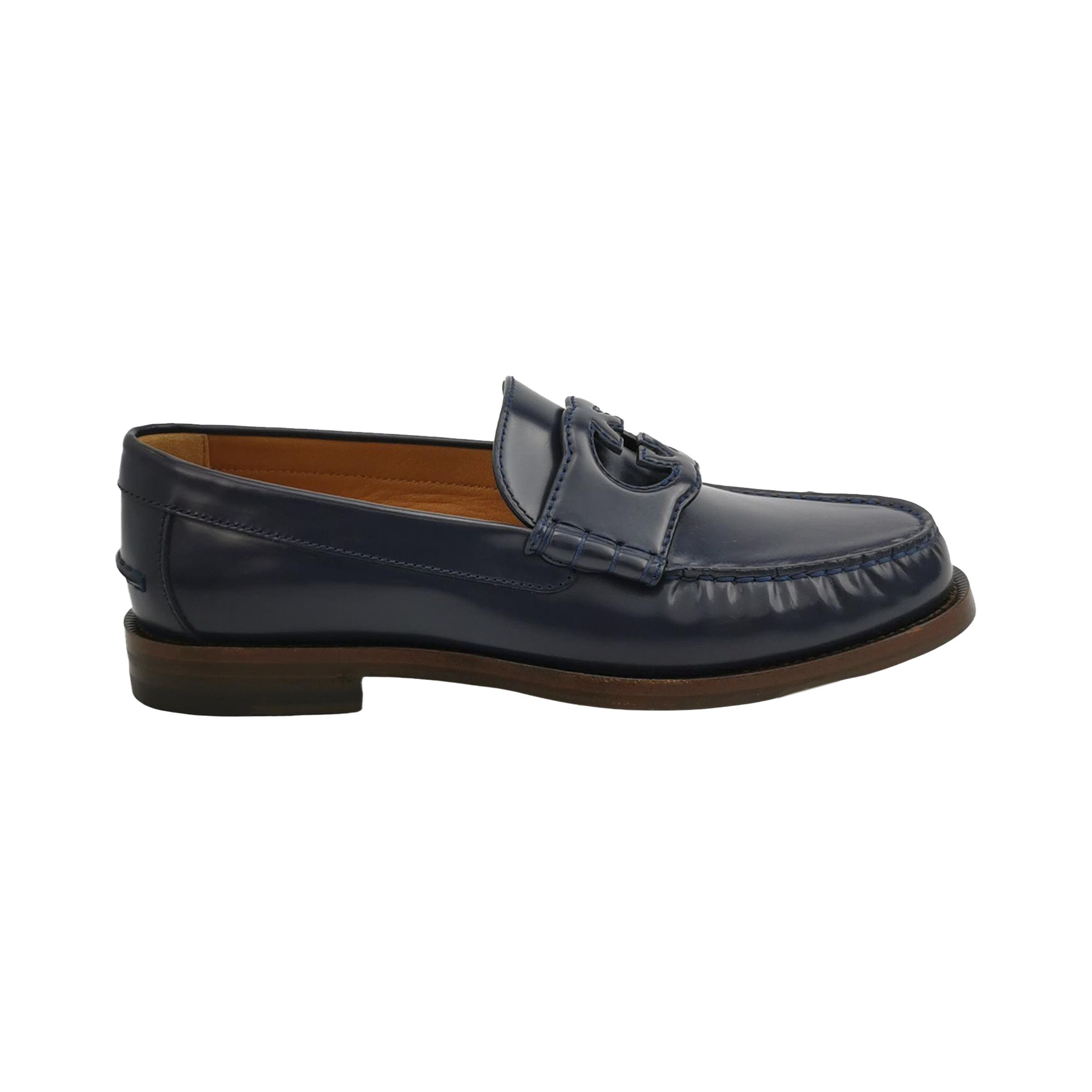 Gucci Gucci Interlocking G Navy Leather Loafers Size 40 Size US 7 / EU 40 - 2 Thumbnail