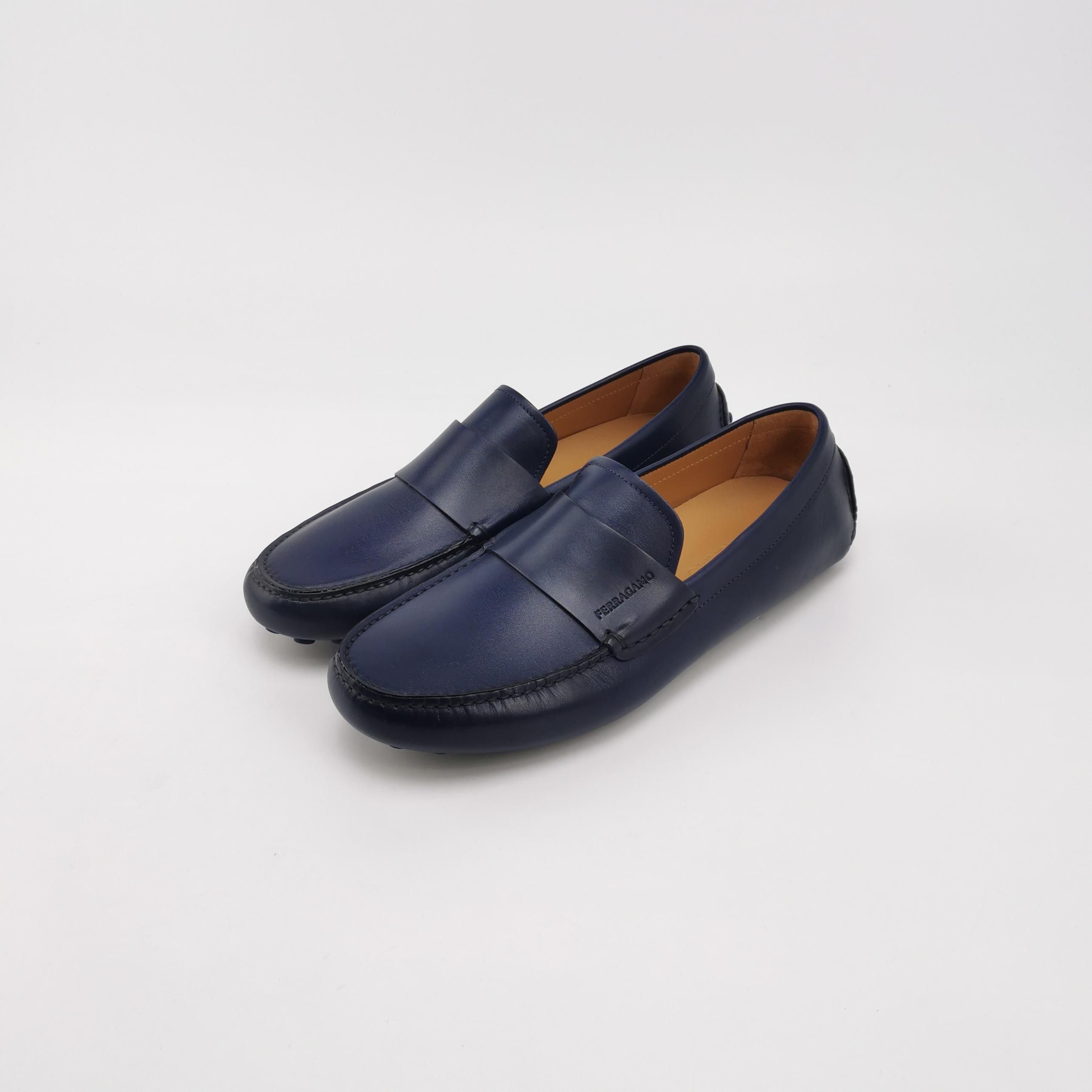 Salvatore Ferragamo Salvatore Ferragamo Blue Grained Leather Loafers Size 41 Size US 8 / EU 41 - 3 Thumbnail
