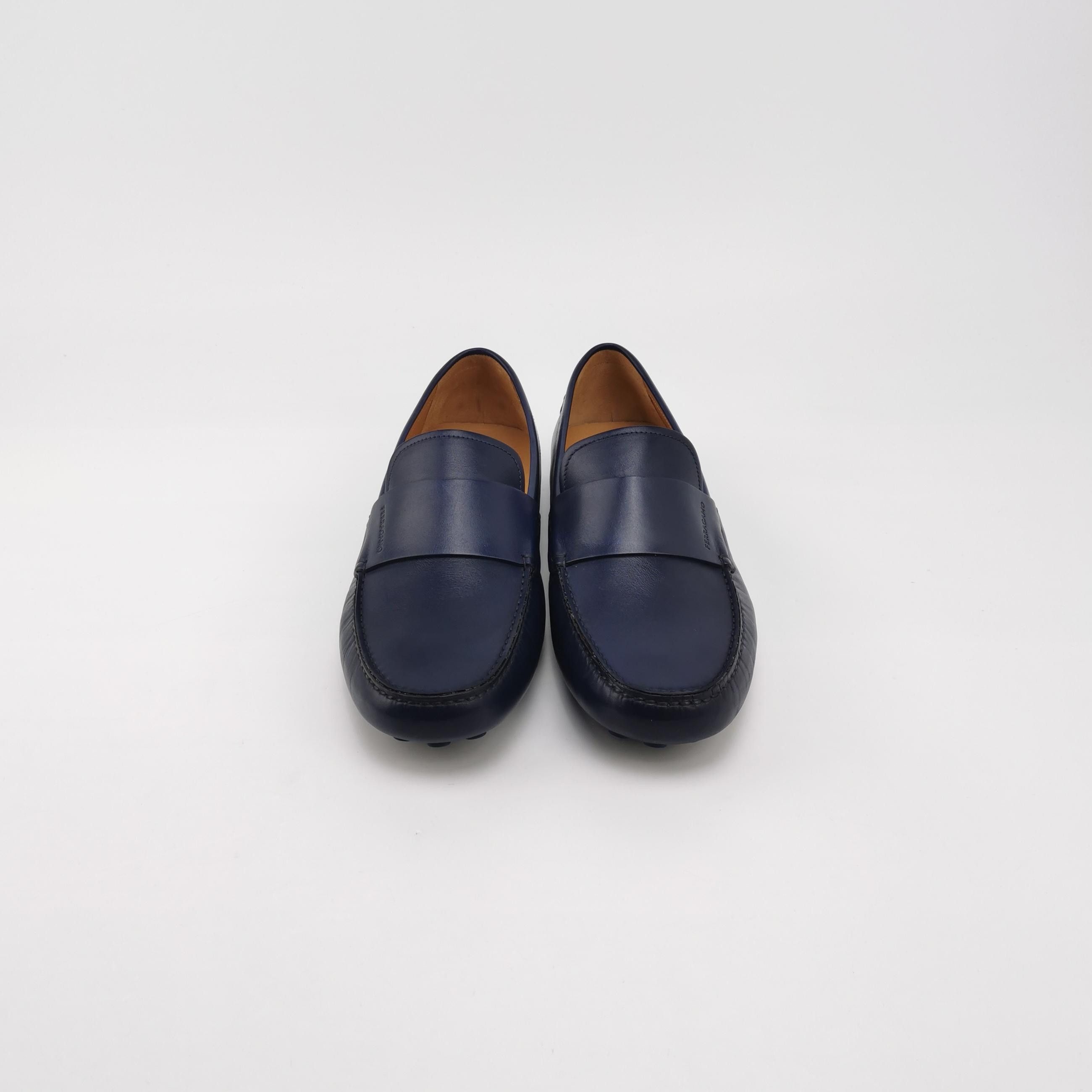 Salvatore Ferragamo Salvatore Ferragamo Blue Leather Pebble Sole Drivers 10 Size US 10 / EU 43 - 4 Thumbnail