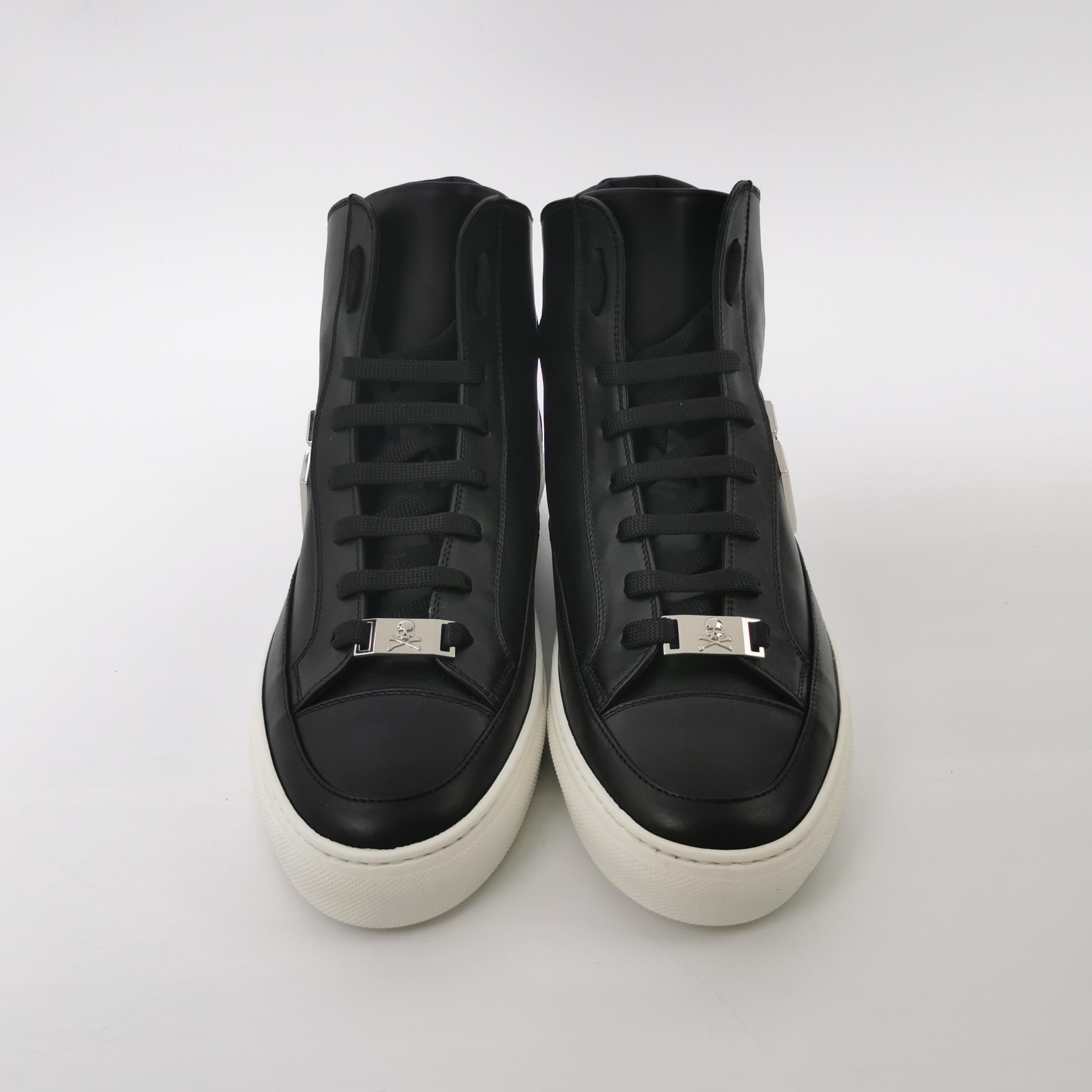 Philipp Plein Philipp Plein Logo Leather High-Top Sneakers 42.5 Size US 9 / EU 42 - 4 Thumbnail