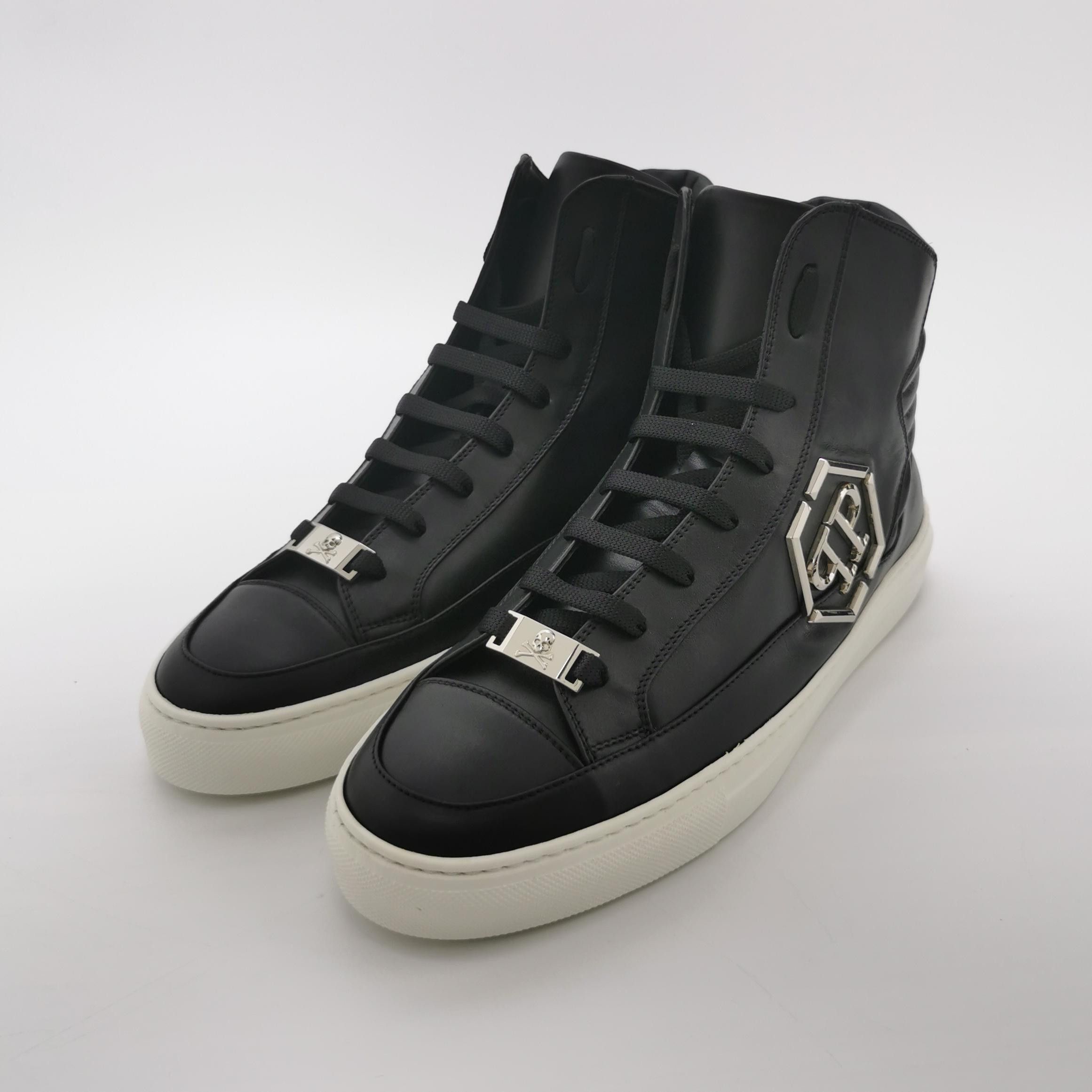 Philipp Plein Philipp Plein Logo Leather High-Top Sneakers 42.5 Size US 9 / EU 42 - 3 Thumbnail
