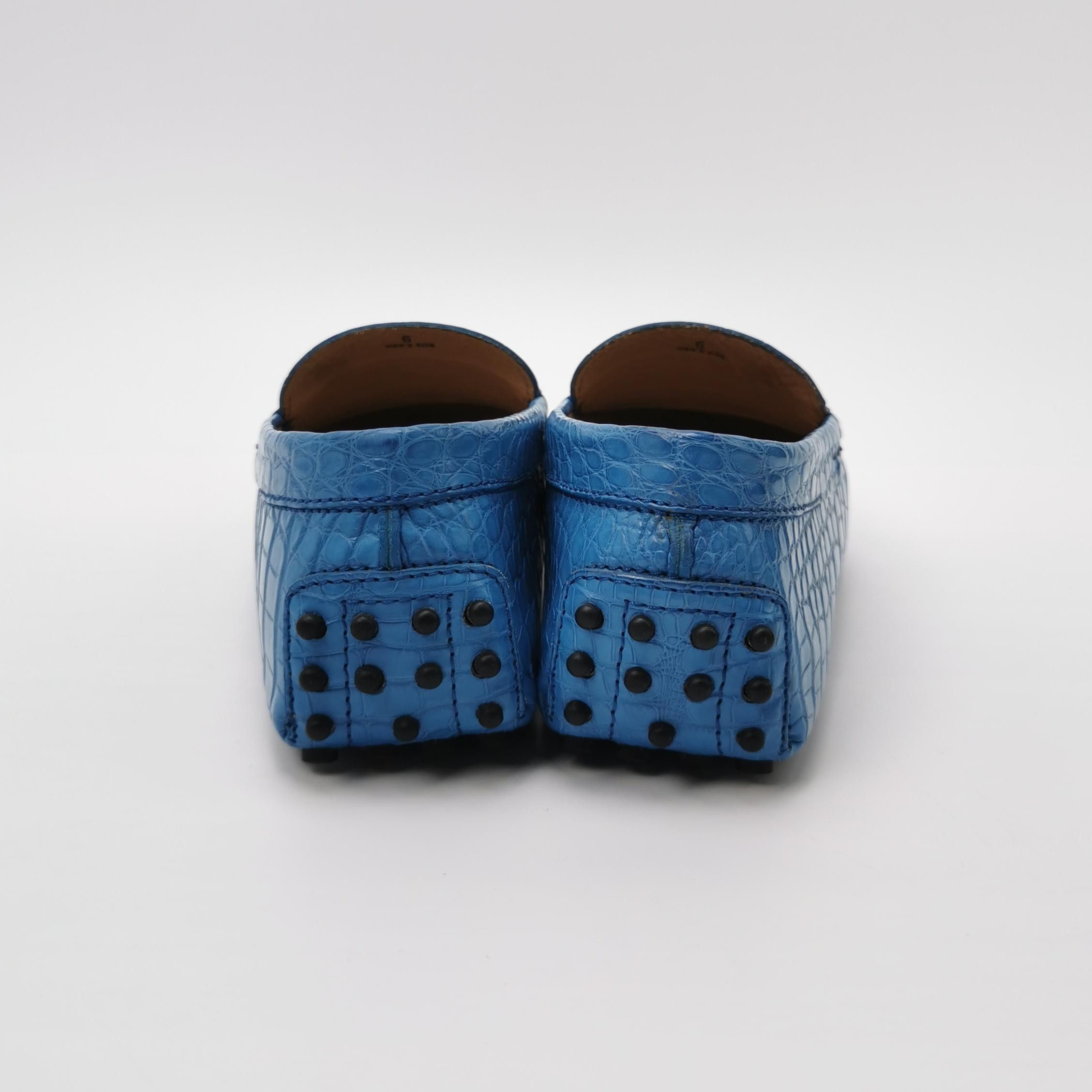 Tod's Tod's Blue Crocodile Embossed Gommino Loafers US 7 Size US 7 / EU 40 - 5 Thumbnail