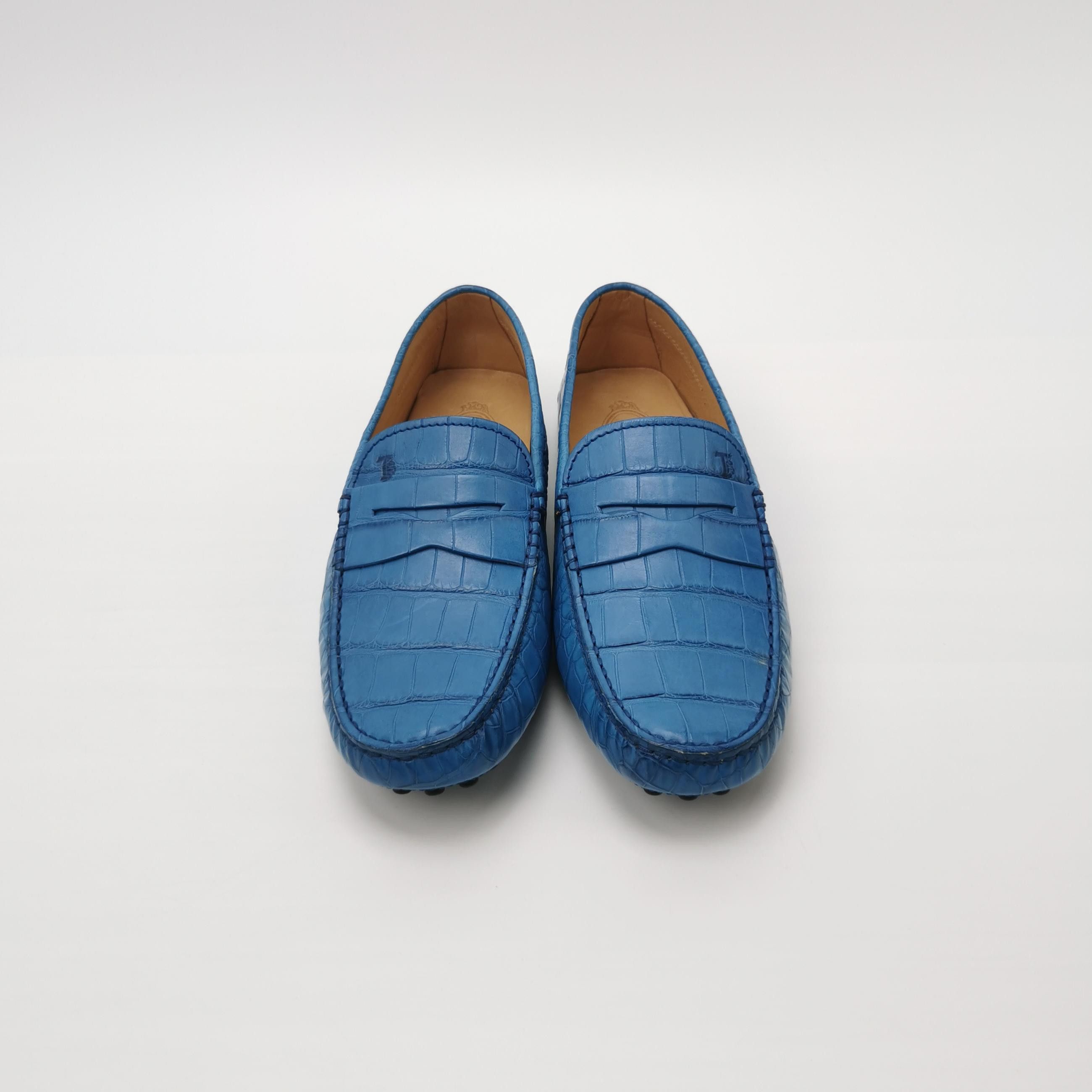 Tod's Tod's Blue Crocodile Embossed Gommino Loafers US 7 Size US 7 / EU 40 - 4 Thumbnail
