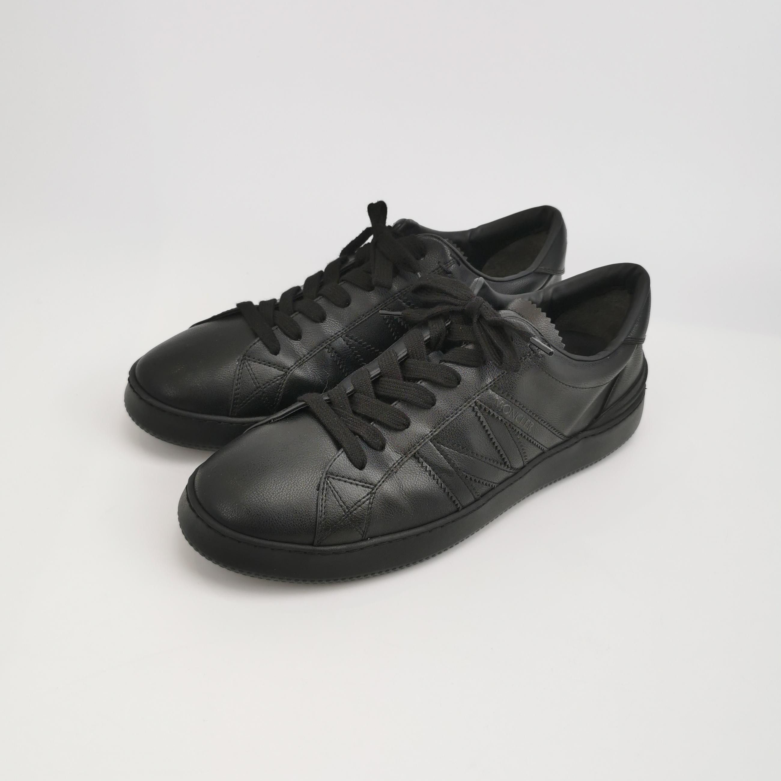 Moncler Moncler Black Leather Monaco Sneakers 43 Size US 10 / EU 43 - 3 Thumbnail