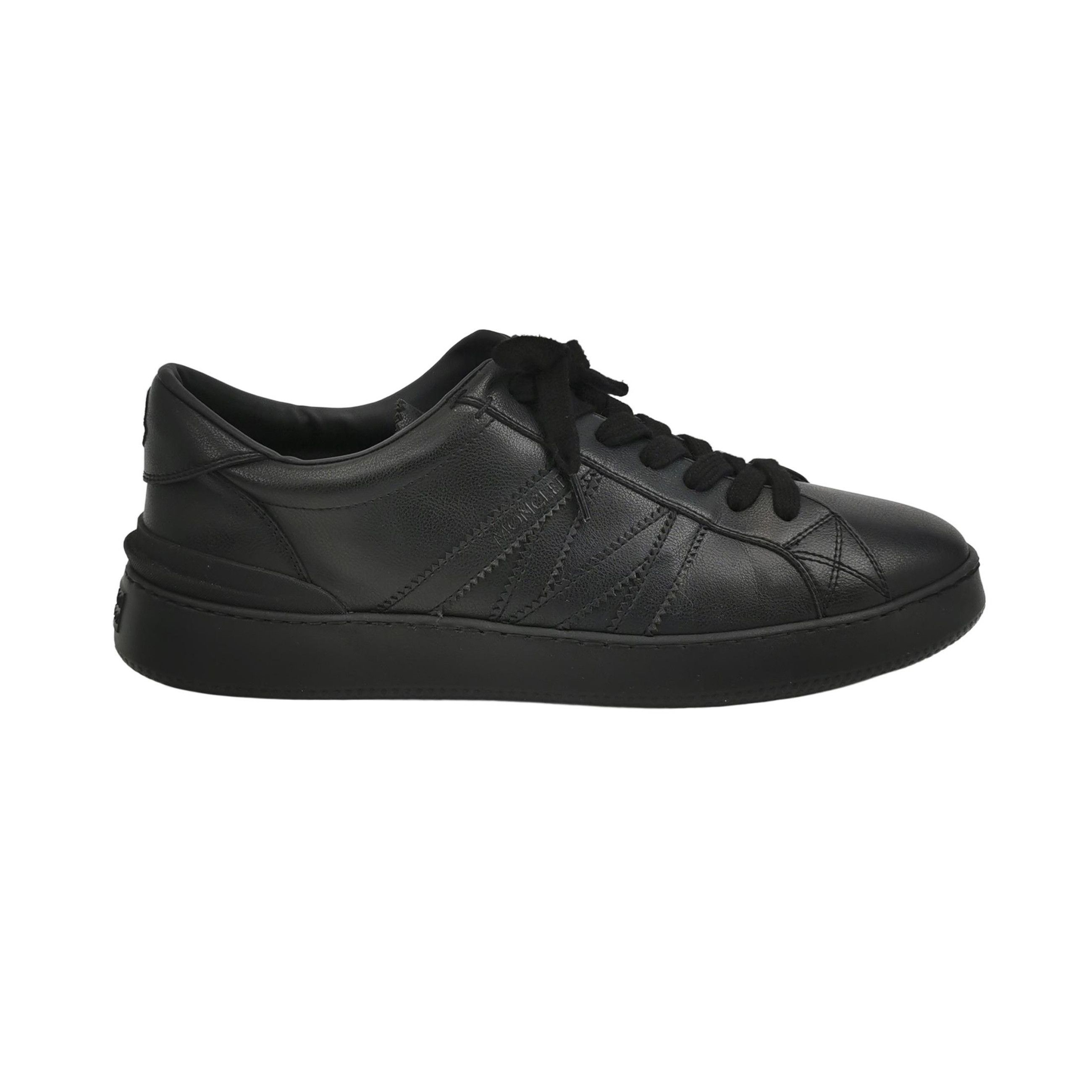 Moncler Moncler Black Leather Monaco Sneakers 43 Size US 10 / EU 43 - 2 Thumbnail