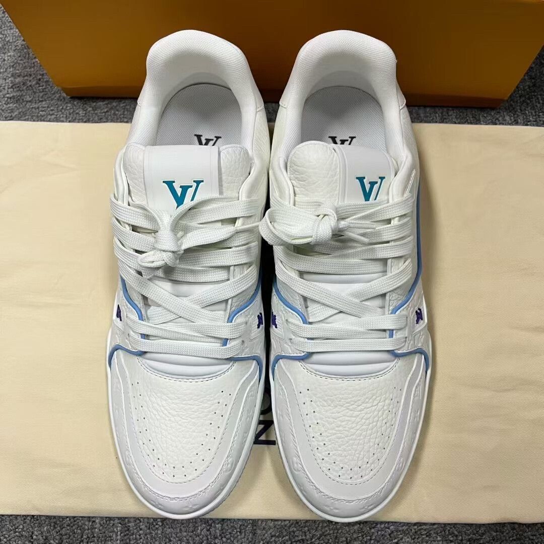Louis Vuitton Louis Vuitton Leather Blue Lowtop Sneakers 7 Men Size US 7 / EU 40 - 2 Thumbnail