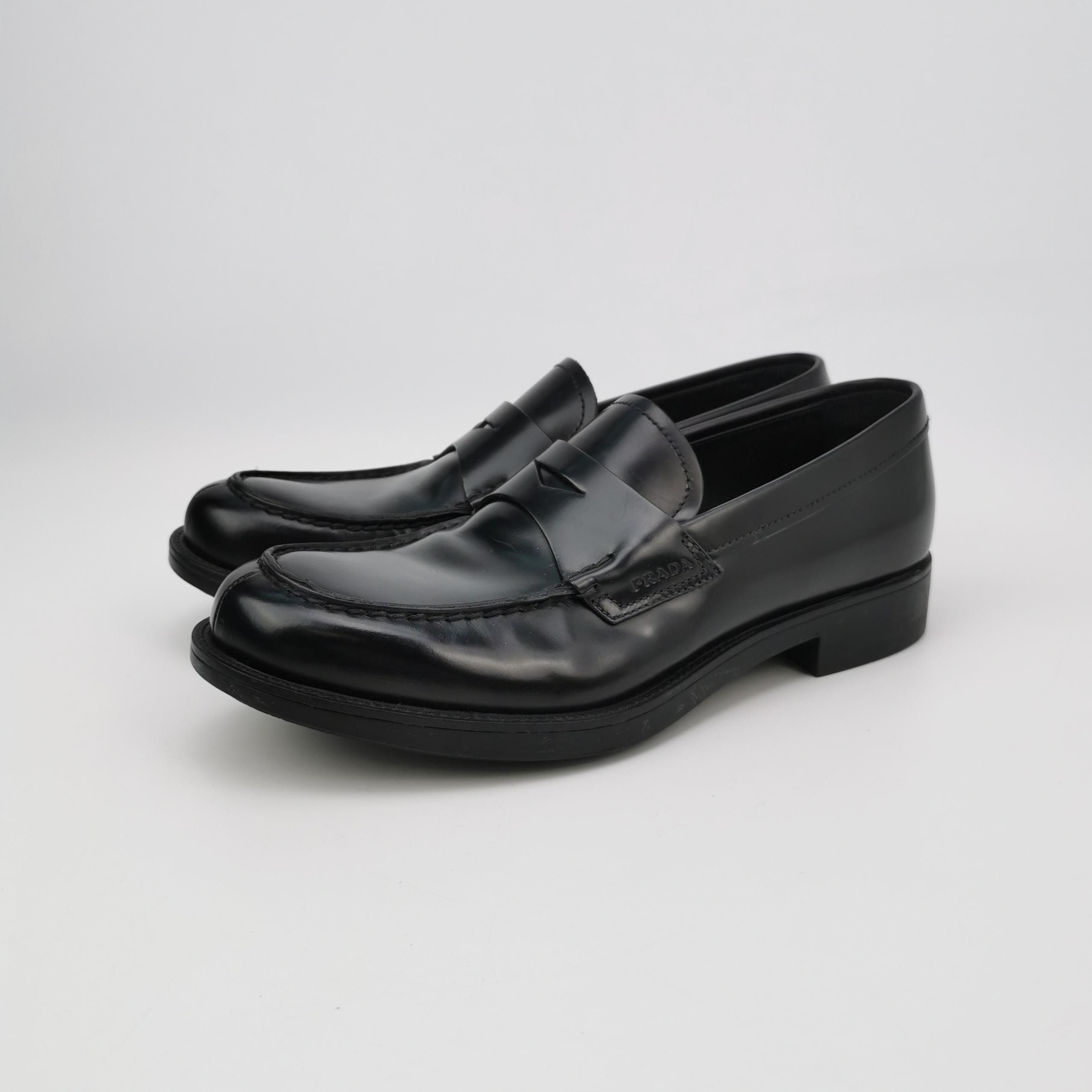Prada Prada Logo Leather Penny Loafers 39.5 Size US 6 / EU 39 - 3 Thumbnail
