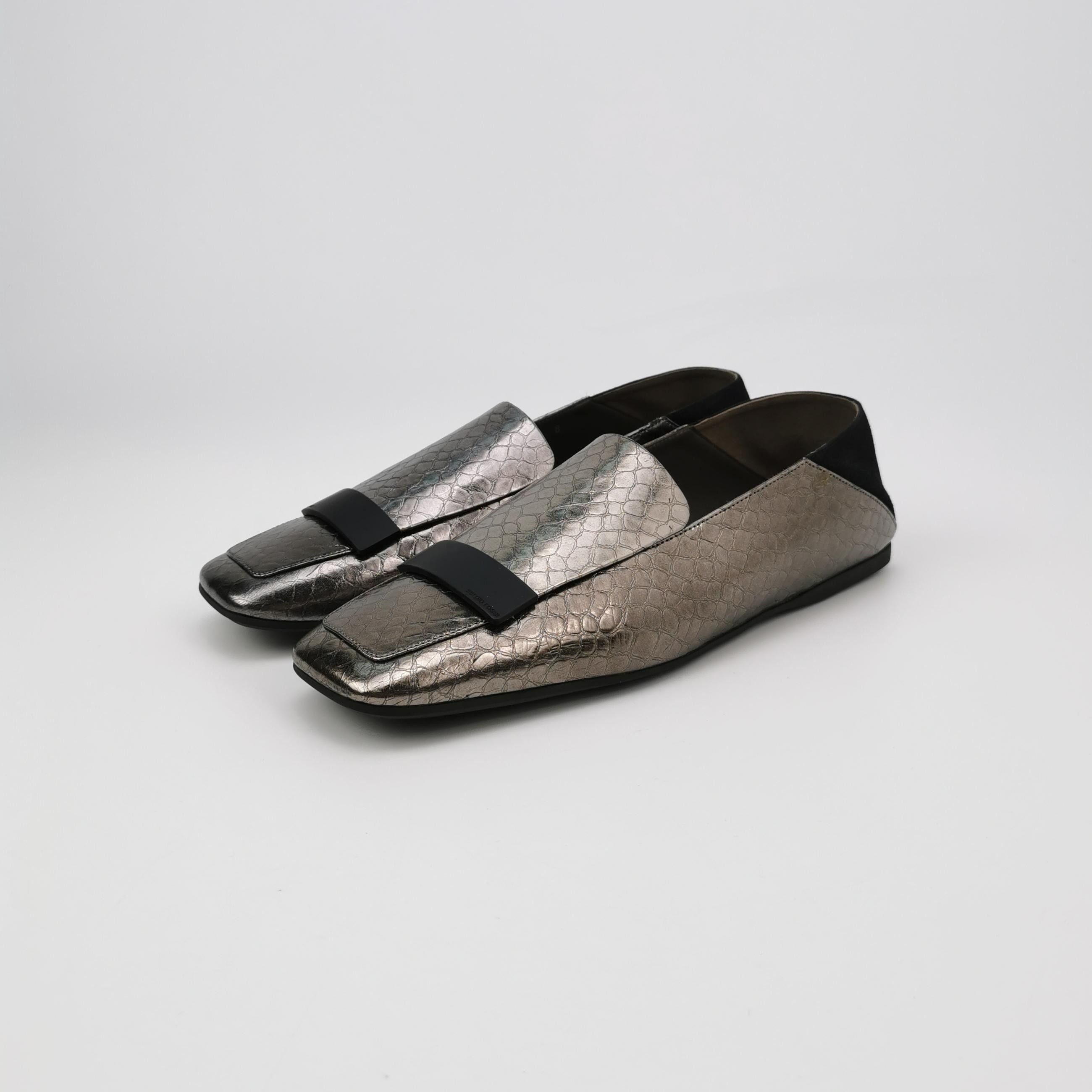 Sergio Rossi Sergio Rossi Metallic Embossed Leather Loafers 42 Size US 9 / EU 42 - 3 Thumbnail