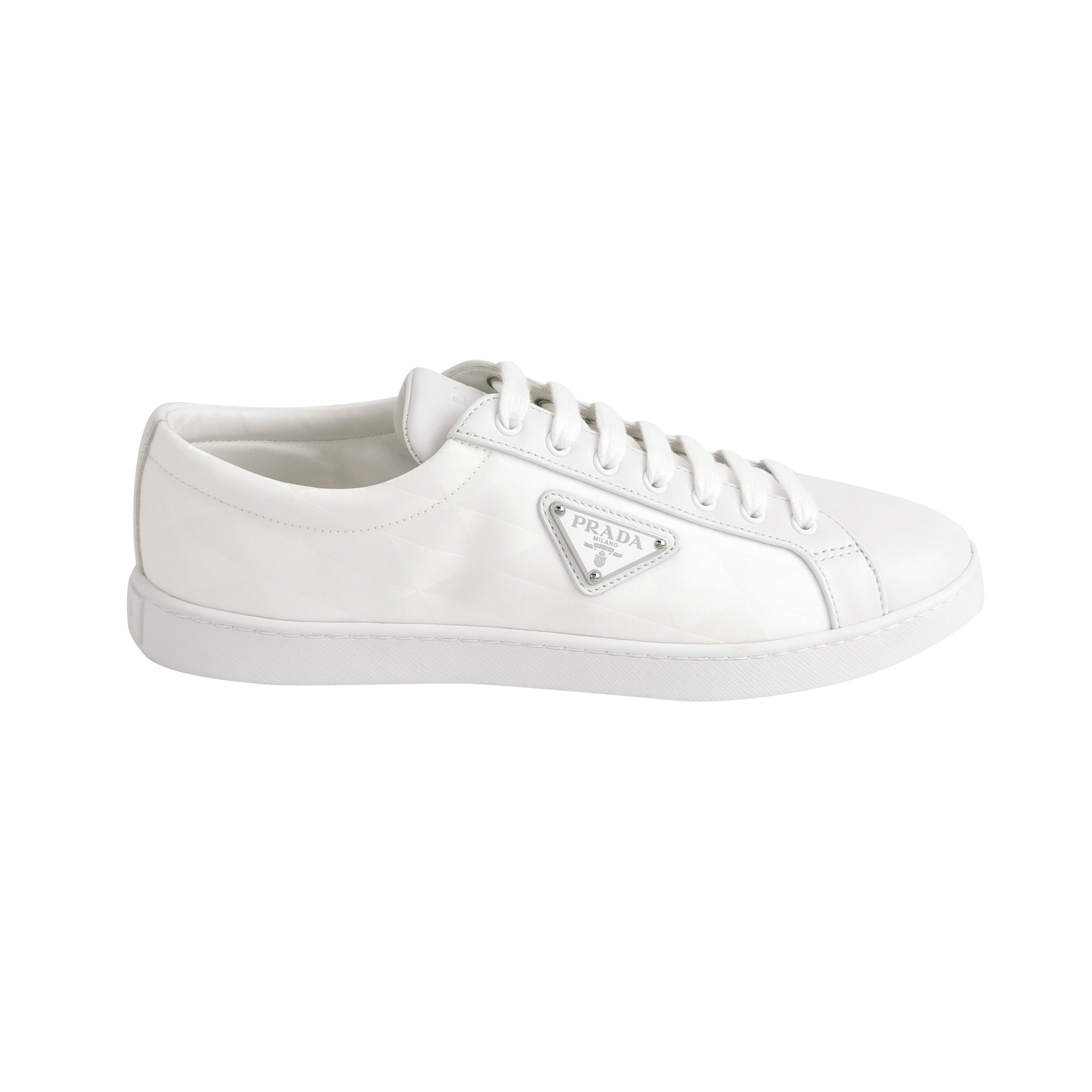 Prada Prada Triangle Logo Leather Low Sneakers 7 Size US 8 / EU 41 - 2 Thumbnail