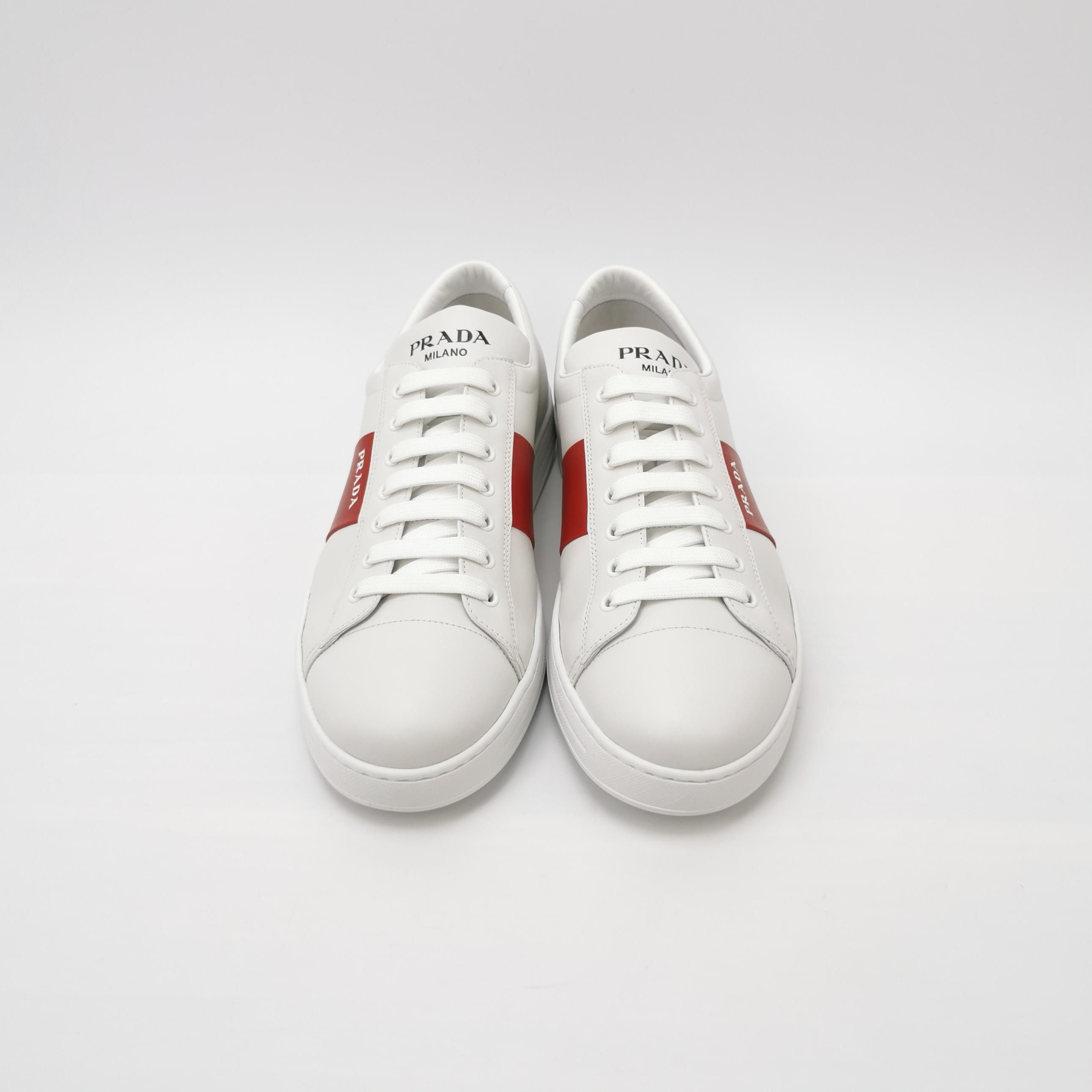 Prada Prada Red Stripe Leather Sneakers Size 47 Size US 14 / EU 47 - 4 Thumbnail