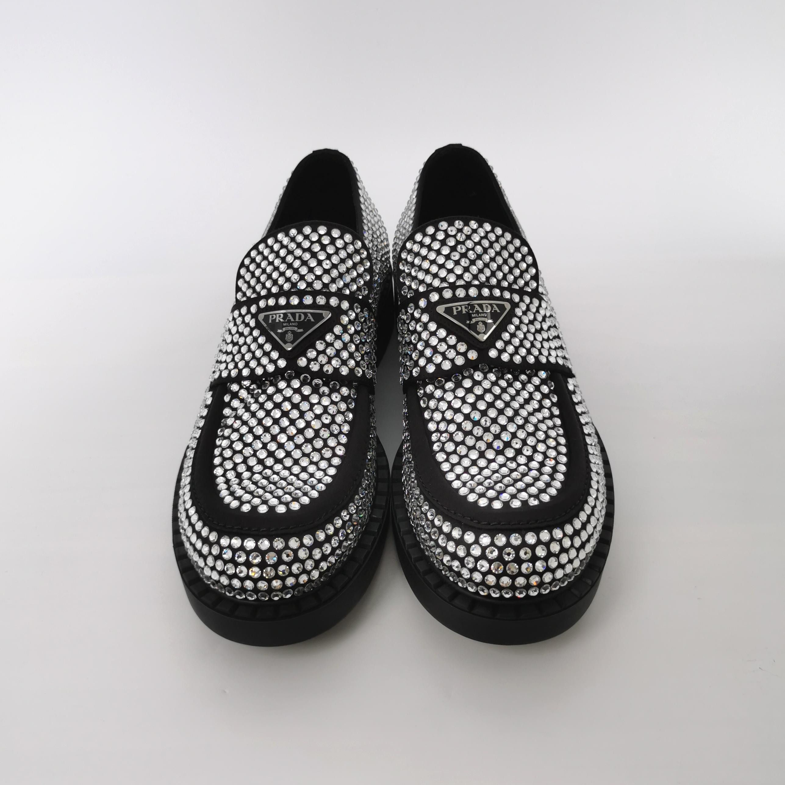 Prada Prada Crystal Embellished Satin Loafers 41.5 Size US 11.5 / IT 41.5 - 4 Thumbnail