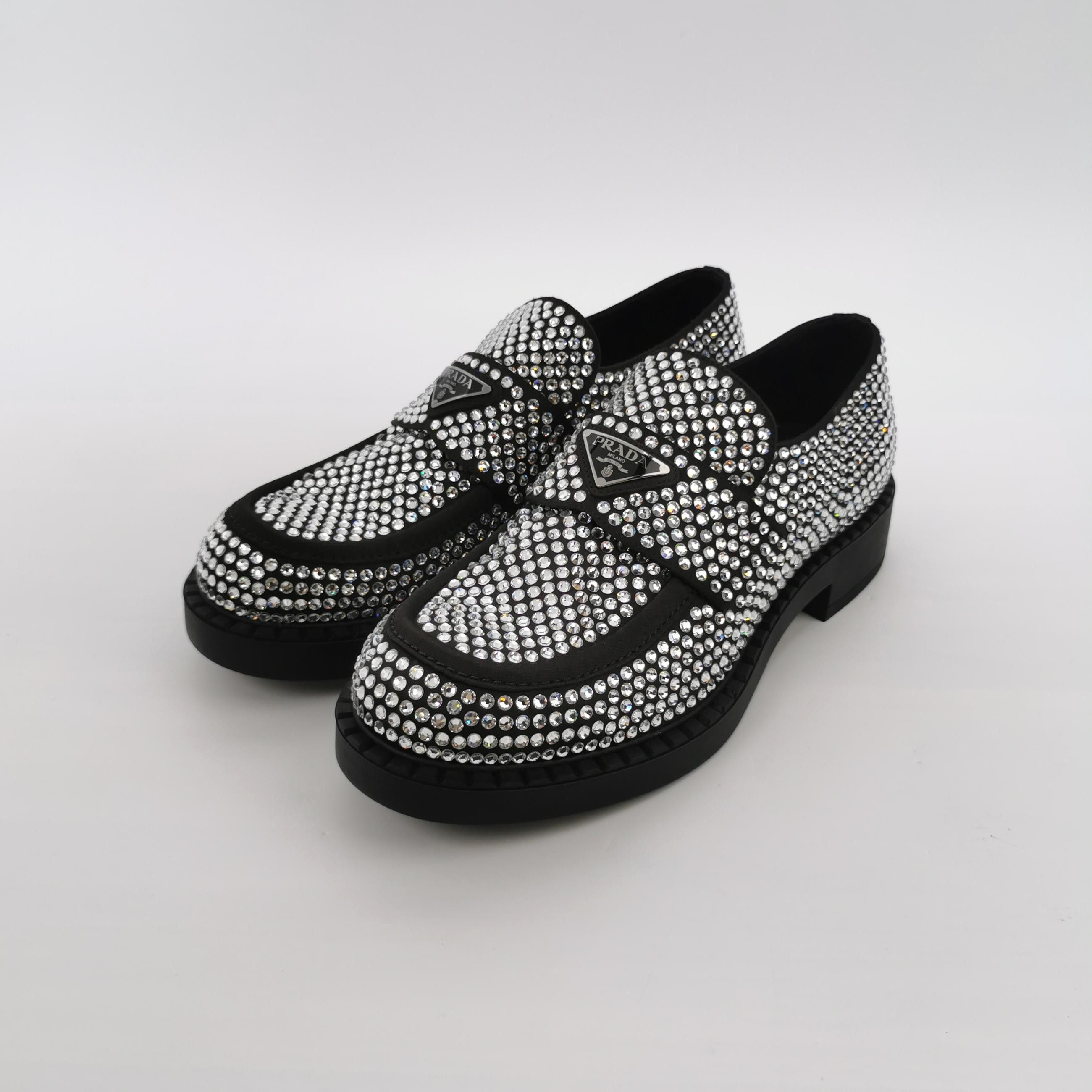 Prada Prada Crystal Embellished Satin Loafers 41.5 Size US 11.5 / IT 41.5 - 3 Thumbnail