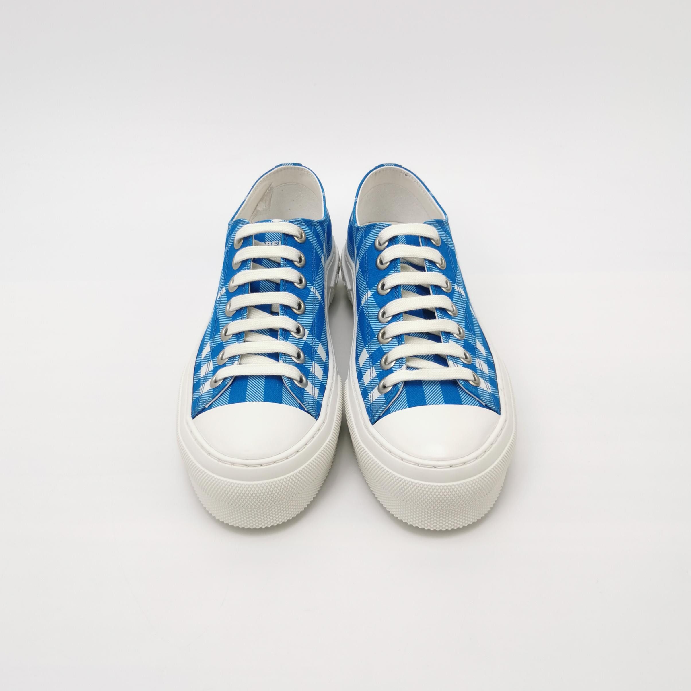 Burberry Burberry Blue Check Canvas Low-Top Sneakers 40 Size US 7 / EU 40 - 4 Thumbnail