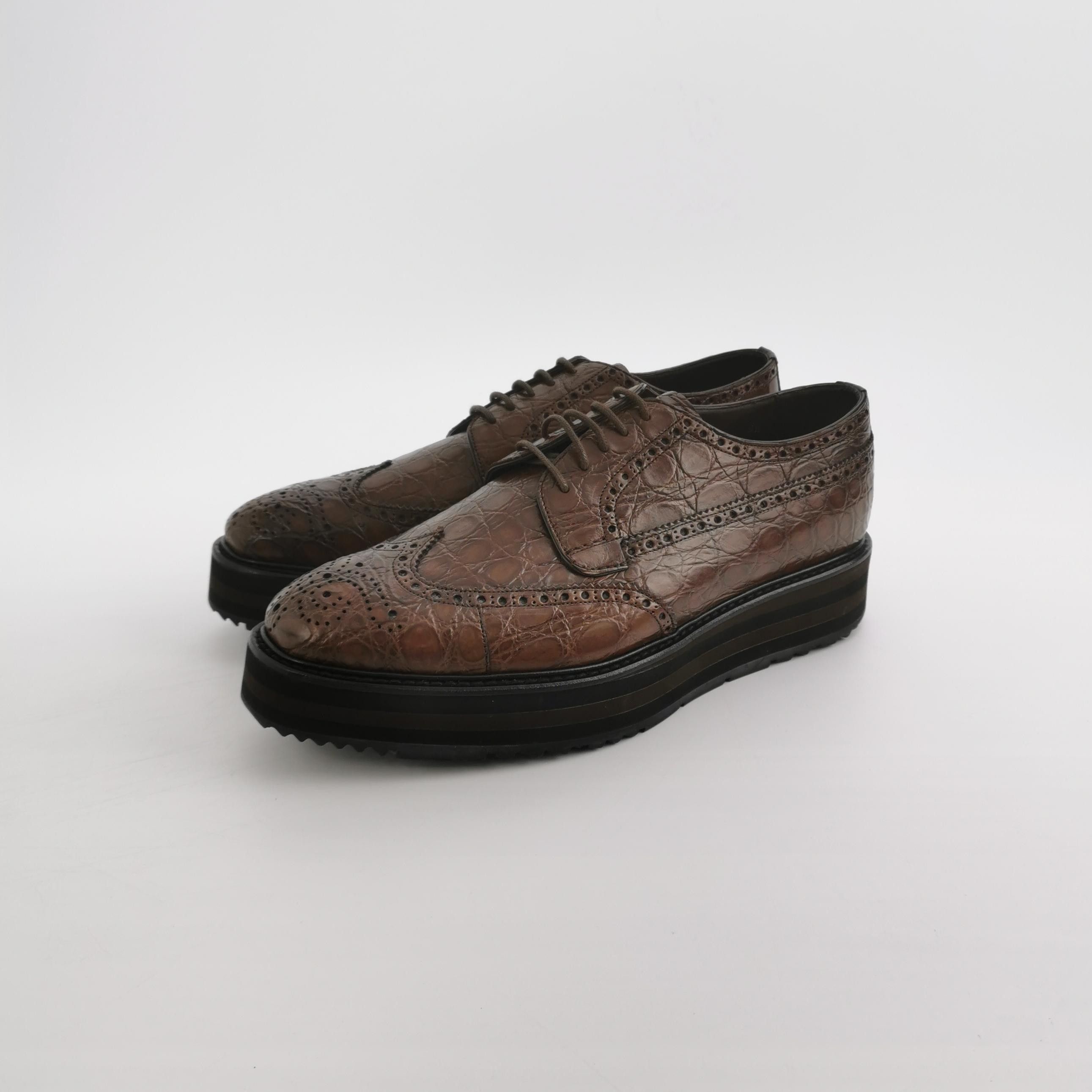 Prada Prada Crocodile Platform Brogues Size EU 39.5 Size US 6 / EU 39 - 3 Thumbnail