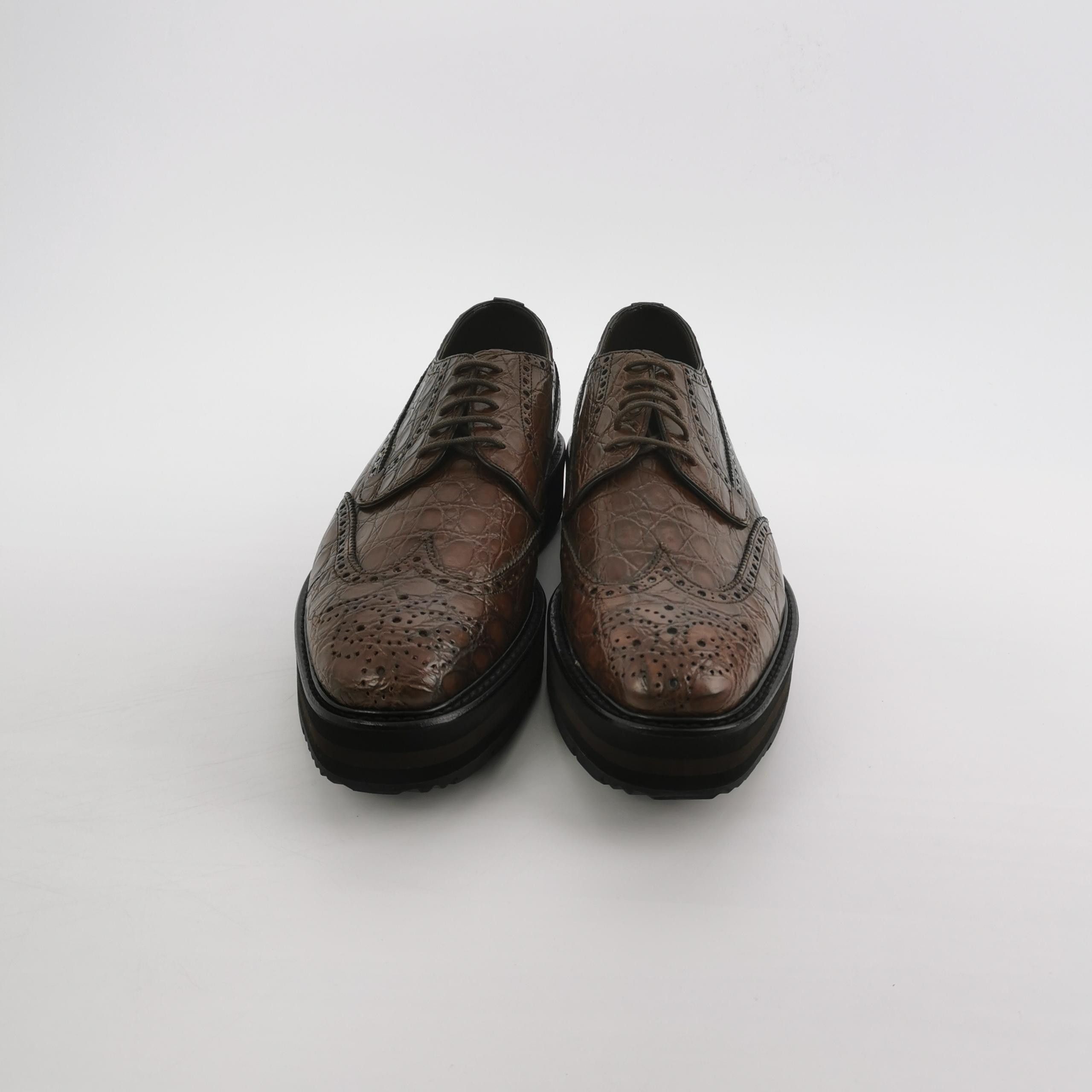 Prada Prada Crocodile Platform Brogues Size EU 39.5 Size US 6 / EU 39 - 4 Thumbnail