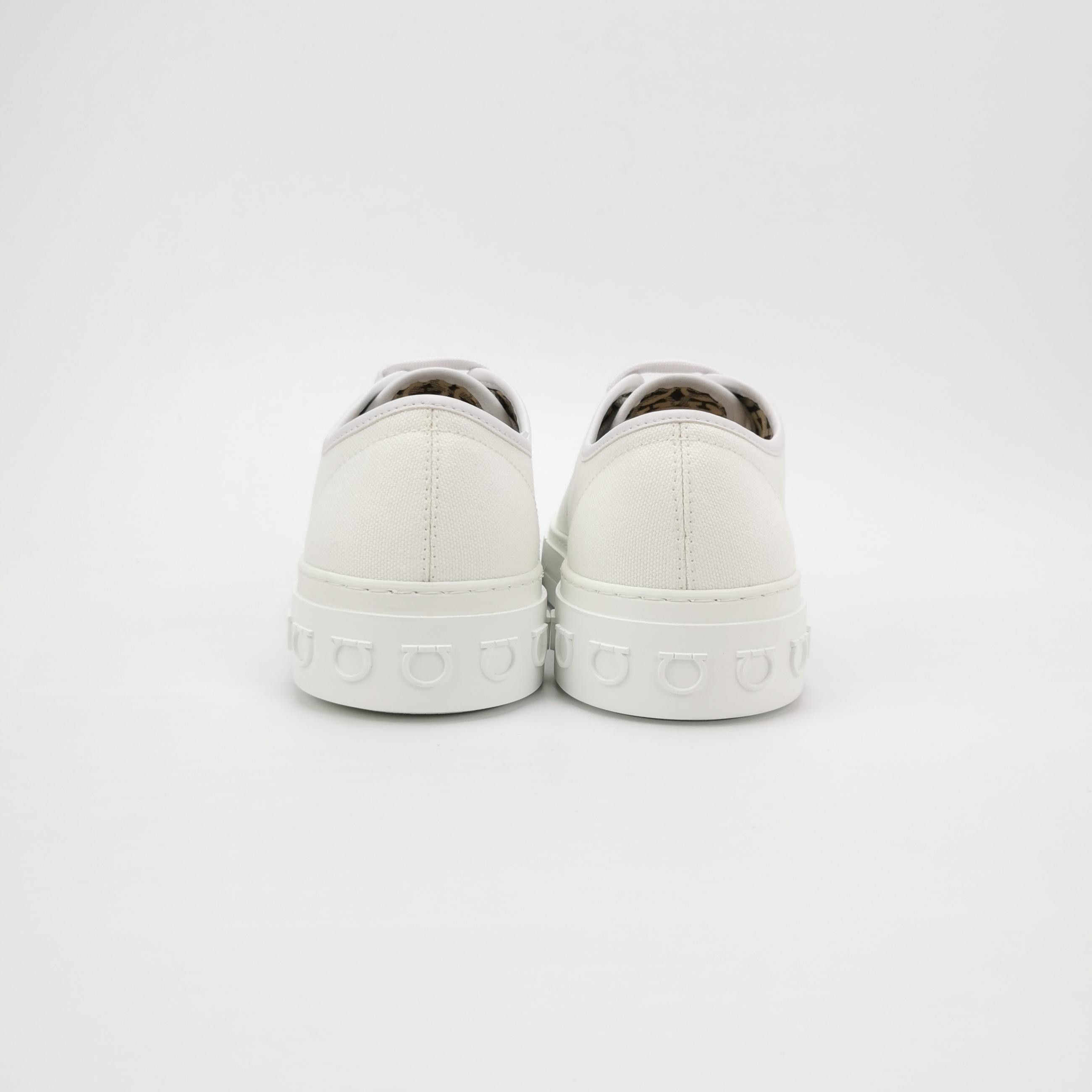 Salvatore Ferragamo Salvatore Ferragamo White Canvas Logo Sneakers 41 Size US 8 / EU 41 - 5 Thumbnail