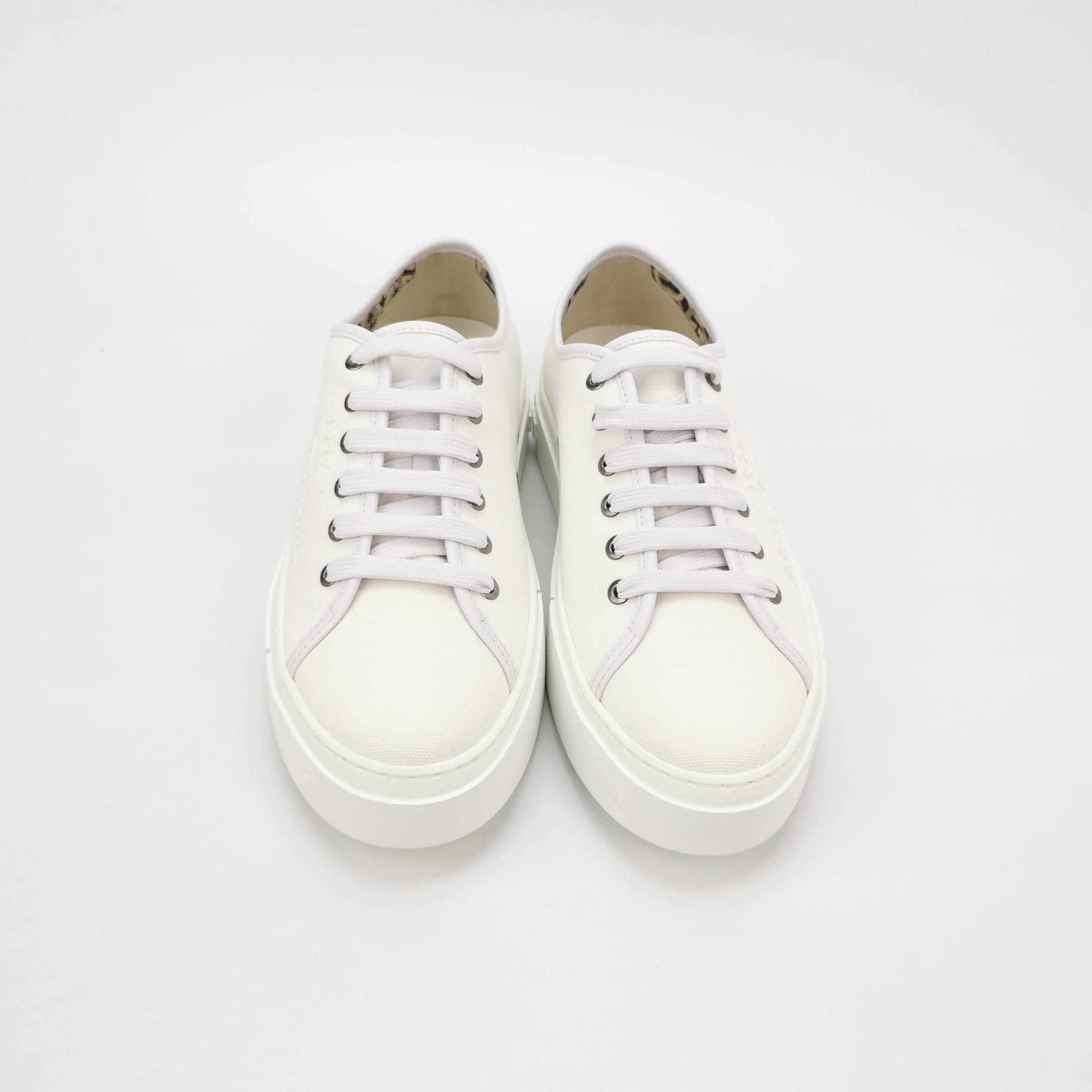 Salvatore Ferragamo Salvatore Ferragamo White Canvas Logo Sneakers 41 Size US 8 / EU 41 - 4 Thumbnail