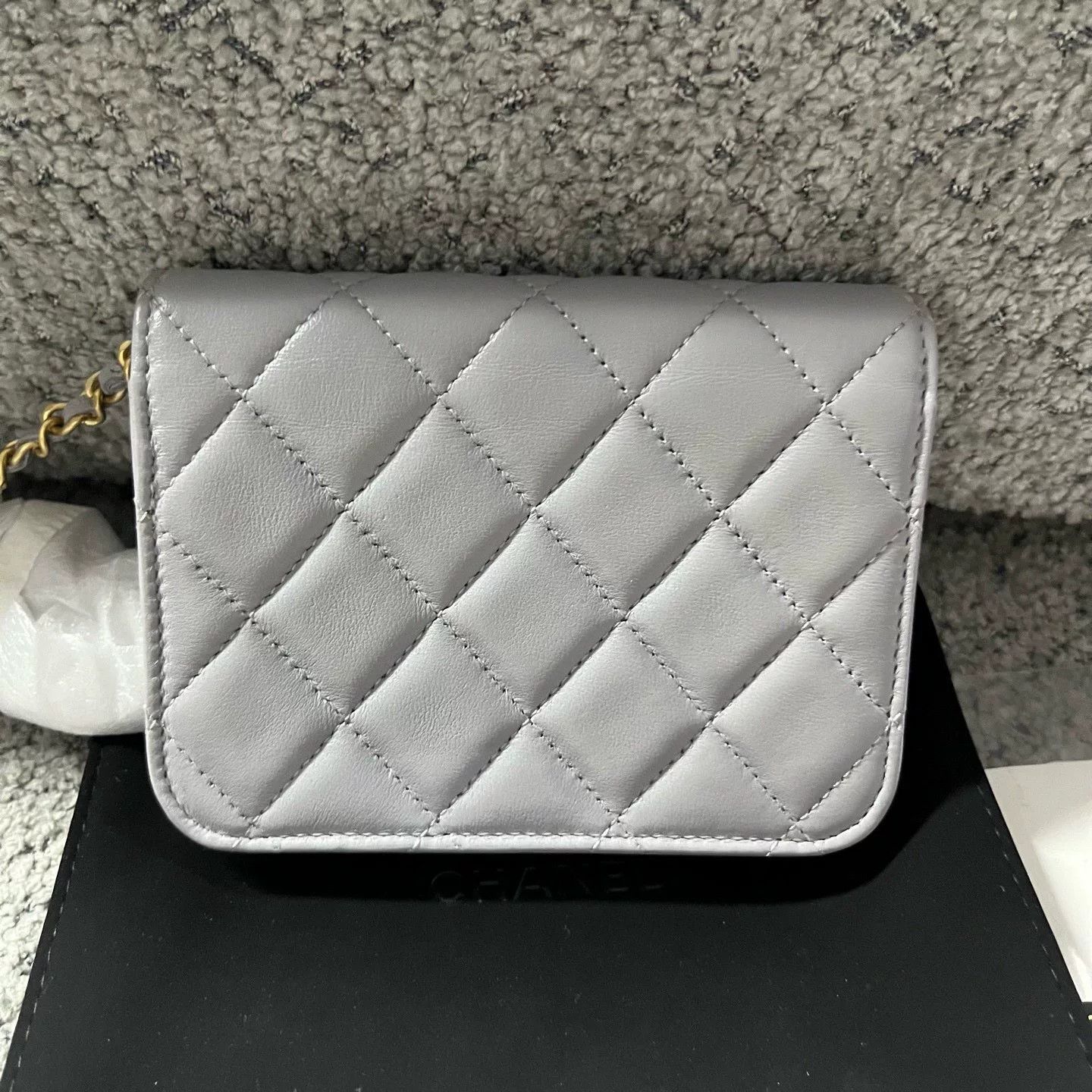 Chanel Chanel Leather Plaid Gray Shoulder Bag OS Women Size ONE SIZE - 4 Thumbnail