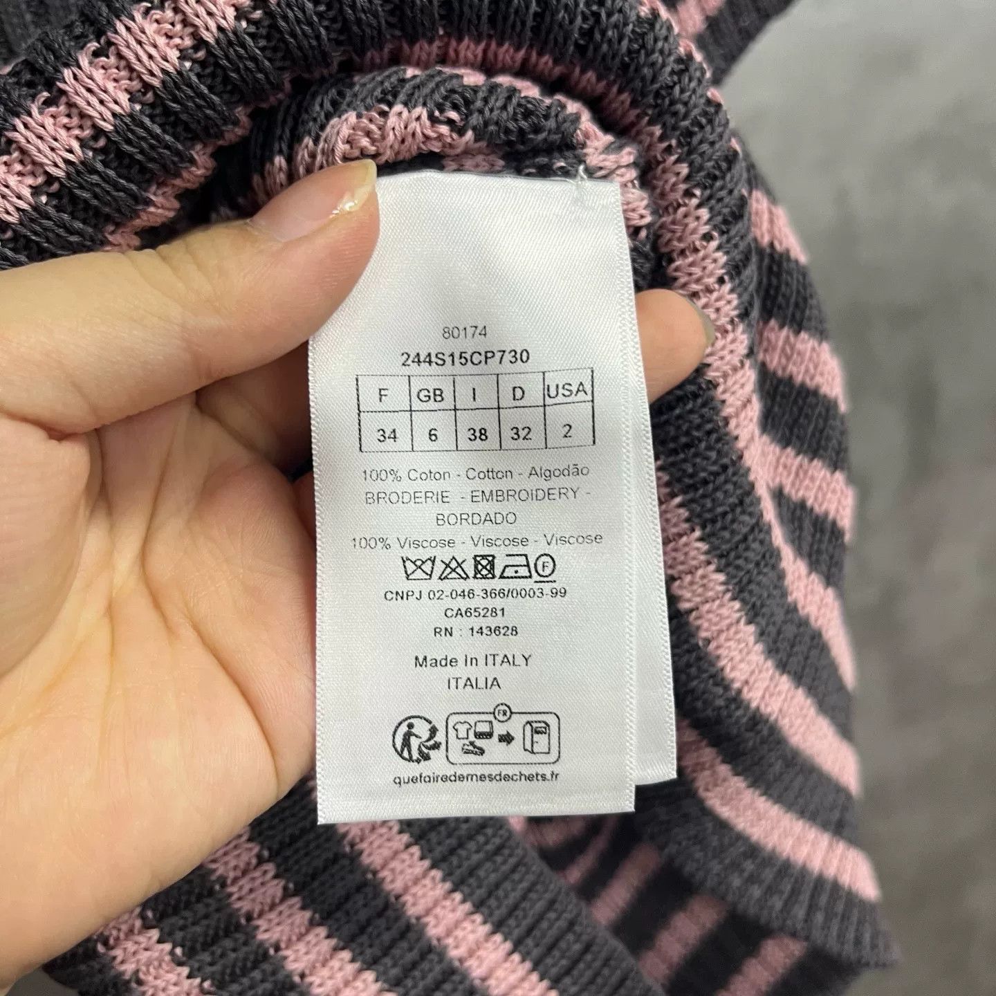 Dior Dior Knit Striped Gray Sweater XS Women Size XS / US 0-2 / IT 36-38 - 6 Thumbnail