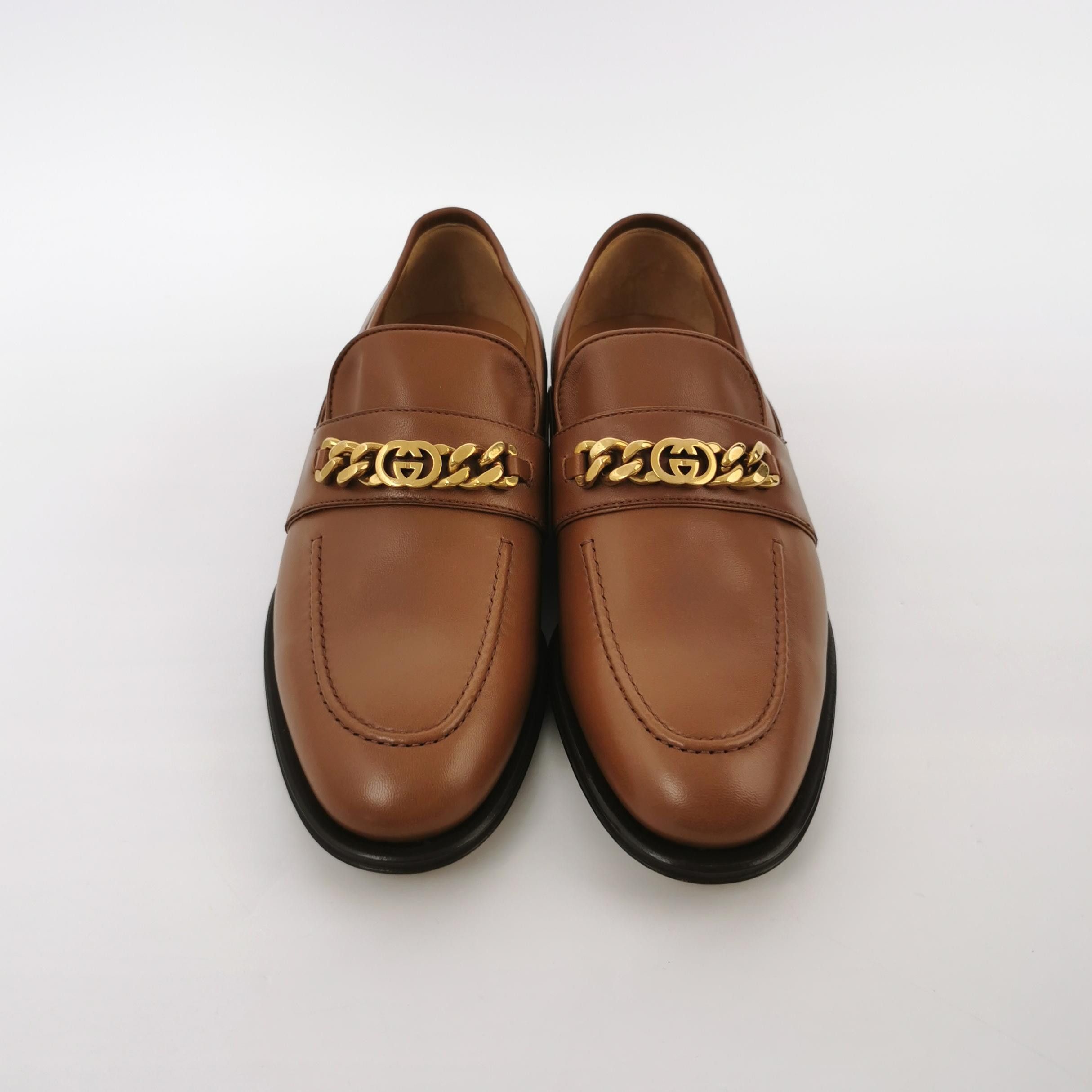 Gucci Gucci Interlocking G Chain Leather Loafers EU 39.5 Size US 6 / EU 39 - 4 Thumbnail