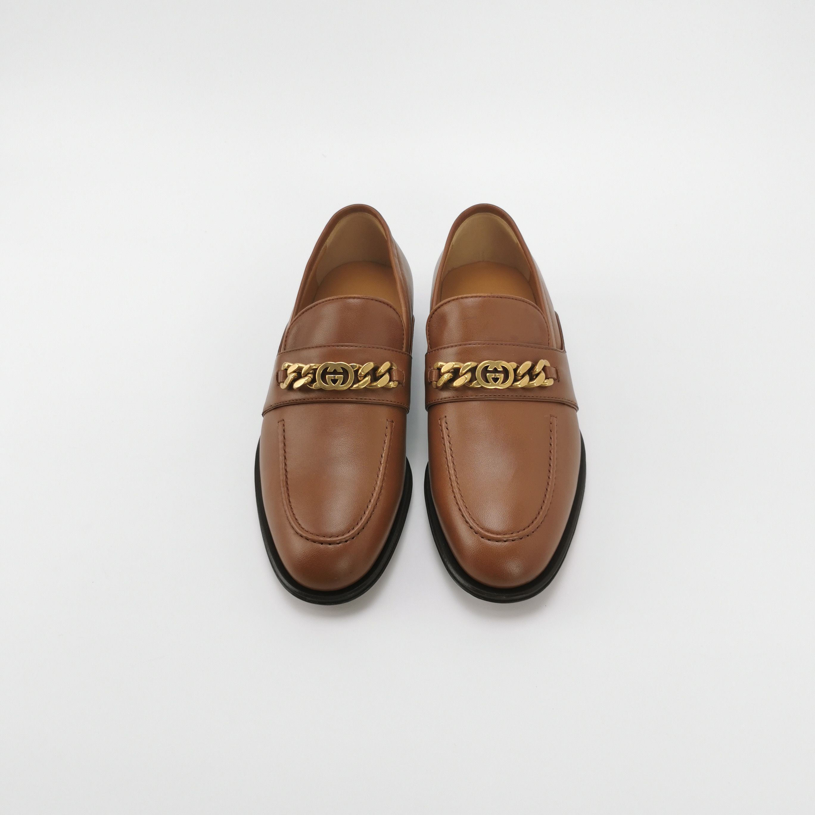 Gucci Gucci Interlocking G Chain Leather Loafers US 5.5 Size US 5.5 / EU 38 - 4 Thumbnail