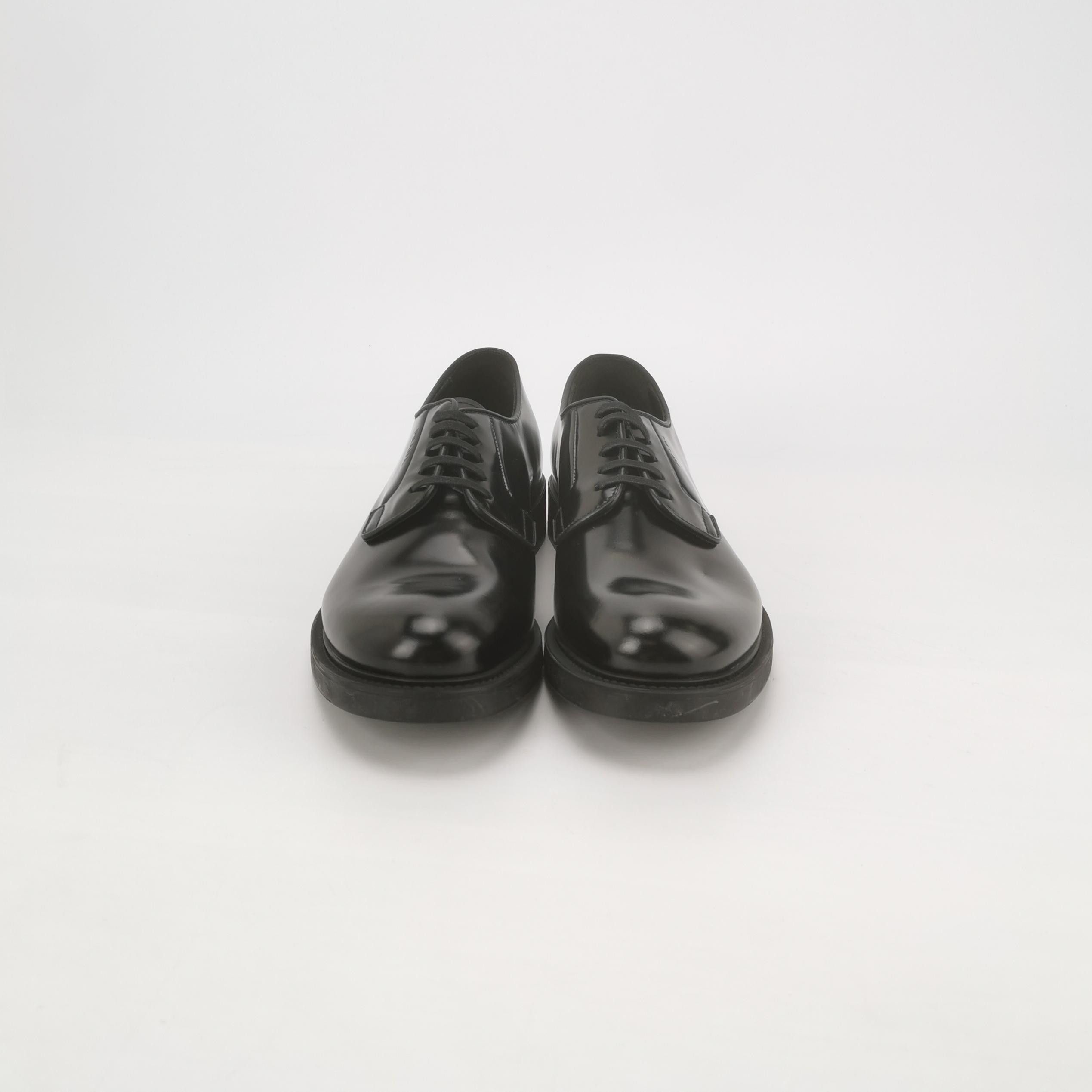 Prada Prada Black Leather Derby Shoes 40.5 Size US 7 / EU 40 - 4 Thumbnail