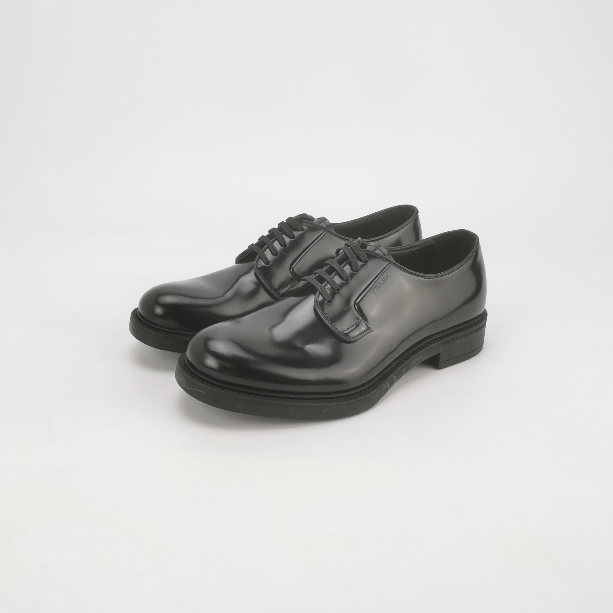 Prada Prada Black Leather Derby Shoes 40.5 Size US 7 / EU 40 - 3 Thumbnail