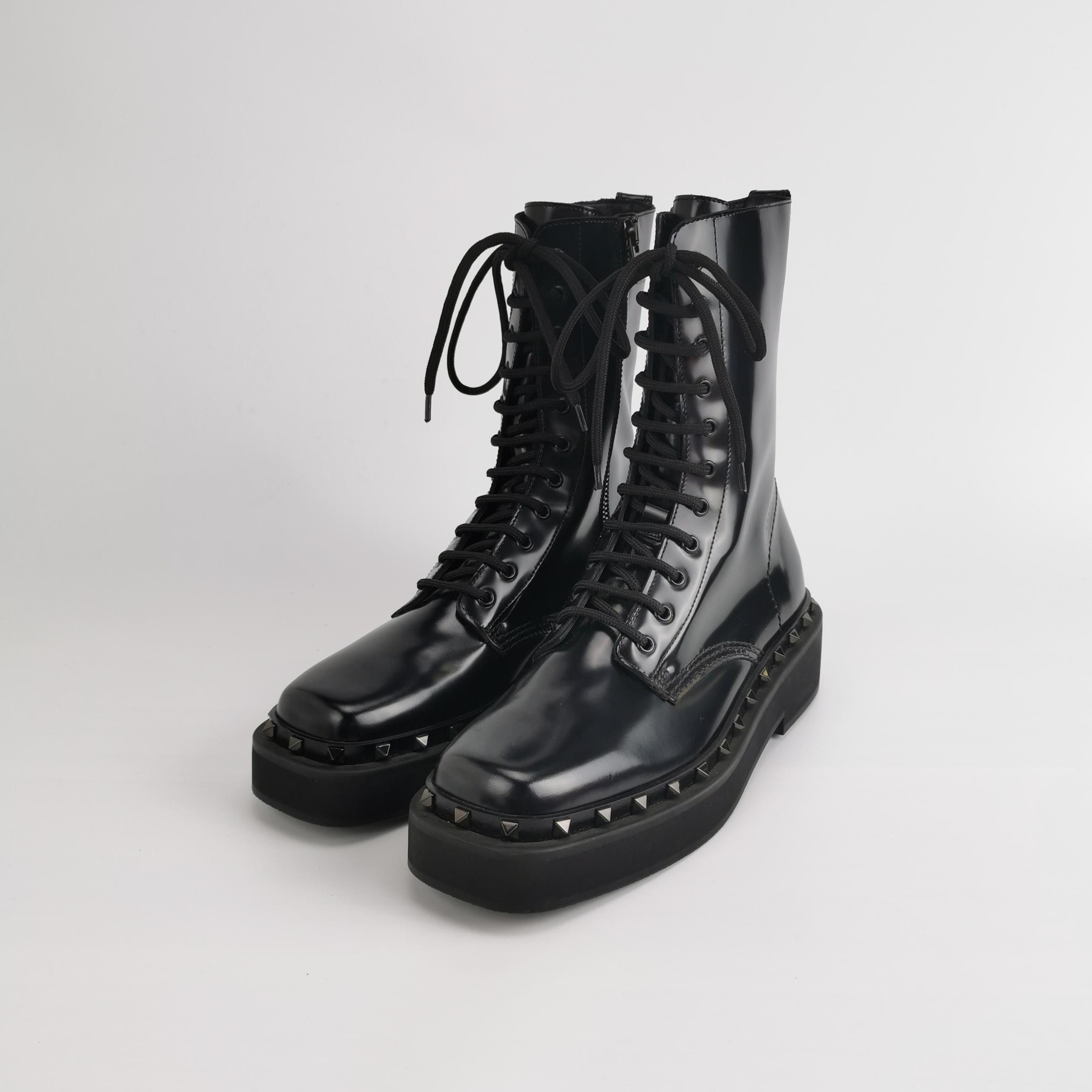 Valentino Valentino Rockstud Leather Combat Boots Size 43 Size US 10 / EU 43 - 3 Thumbnail