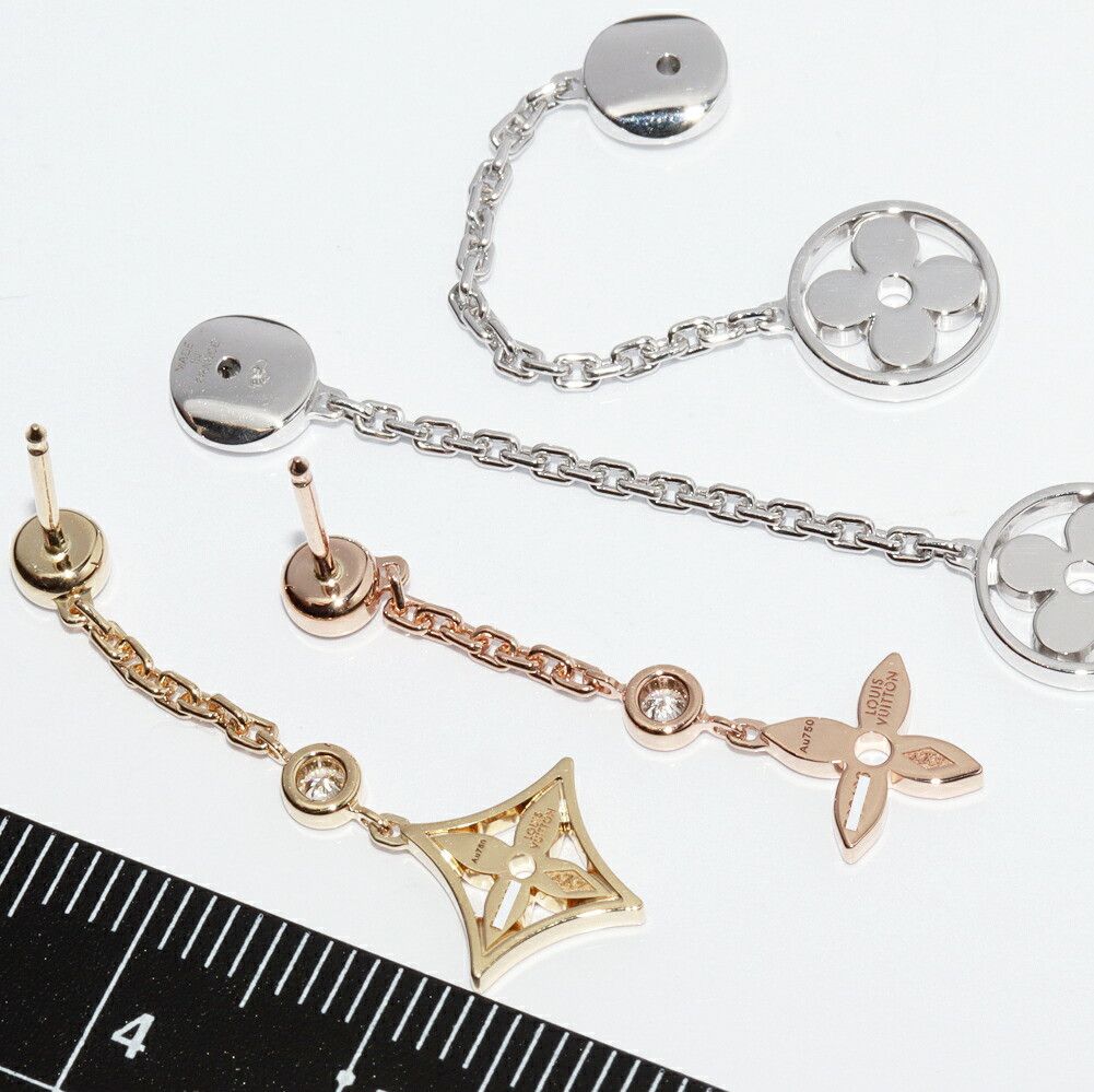 Louis Vuitton Louis Vuitton Louis Vuitton Monogram Idylle Au750 Three Gold Diamond Earrings Precious Metal Earrings Q96413 DUTY FREE for USA Size ONE SIZE - 4 Thumbnail