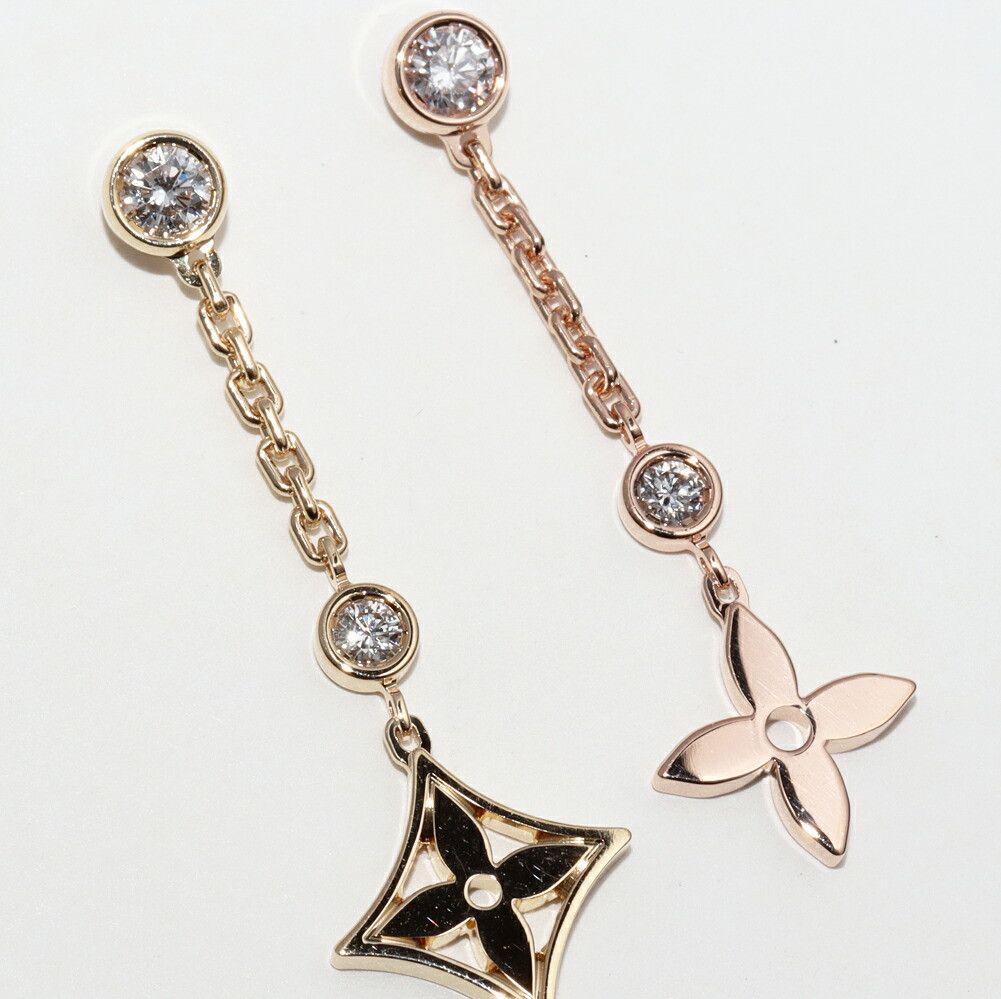 Louis Vuitton Louis Vuitton Louis Vuitton Monogram Idylle Au750 Three Gold Diamond Earrings Precious Metal Earrings Q96413 DUTY FREE for USA Size ONE SIZE - 5 Thumbnail