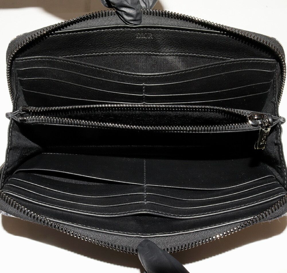 Dior Dior Dior Oblique Jacquard Canvas Calfskin Long Zip Wallet Leather Long Wallet 2ESBC252YSE_H05E DUTY FREE for USA Size ONE SIZE - 3 Thumbnail