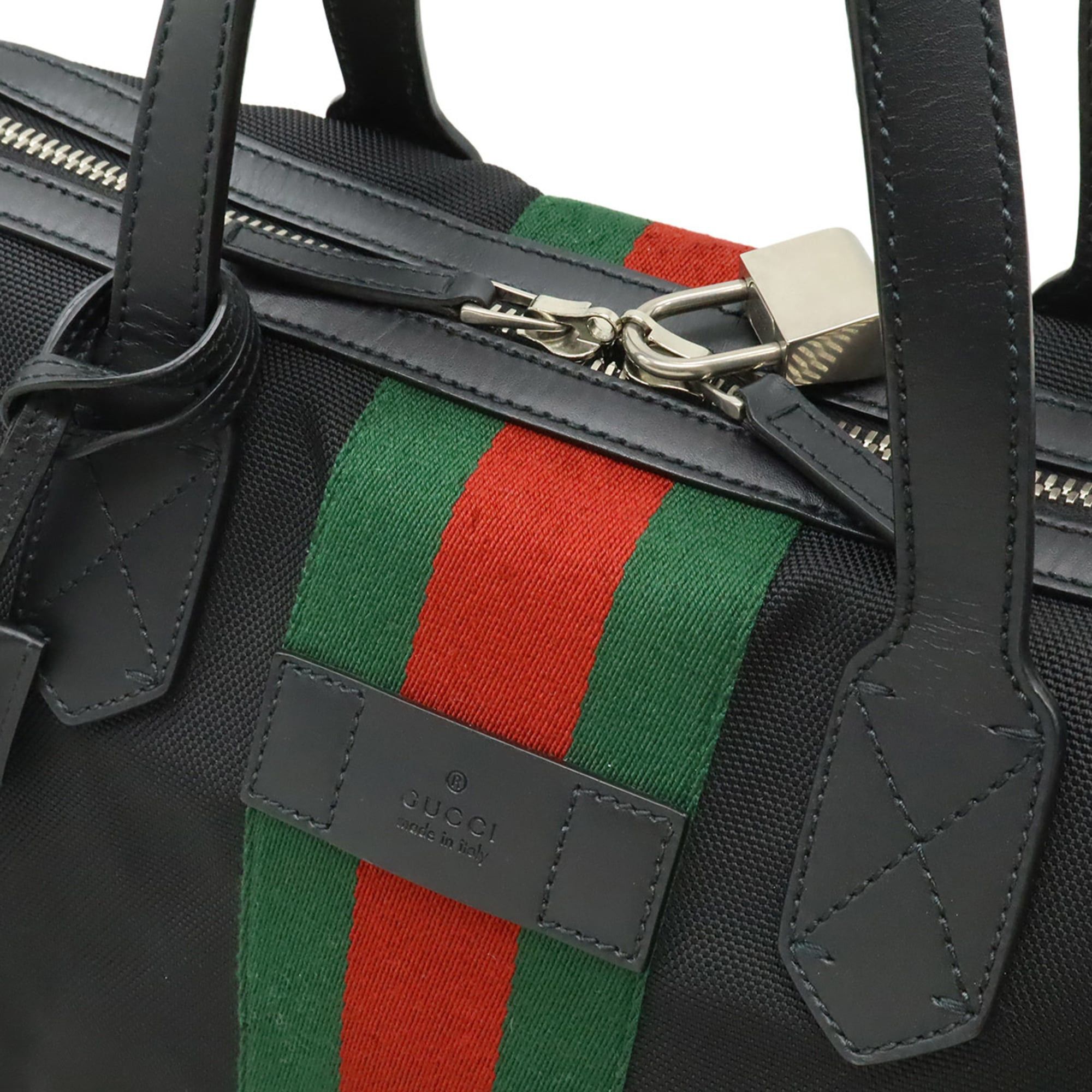 Gucci GUCCI Web Stripe Sherry Line Tote Bag, Large Tote, Shoulder Nylon Leather, Black, 619750 Size ONE SIZE - 6 Thumbnail