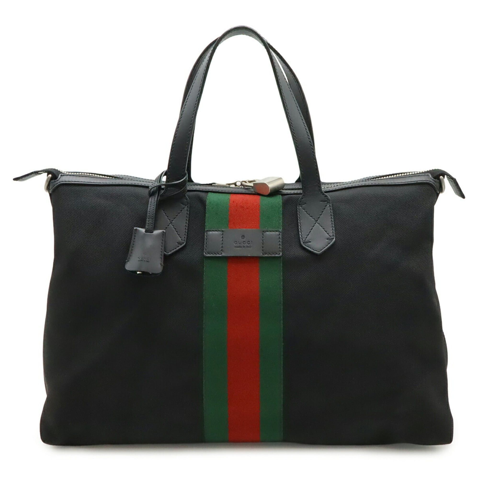 Gucci GUCCI Web Stripe Sherry Line Tote Bag, Large Tote, Shoulder Nylon Leather, Black, 619750 Size ONE SIZE - 2 Thumbnail