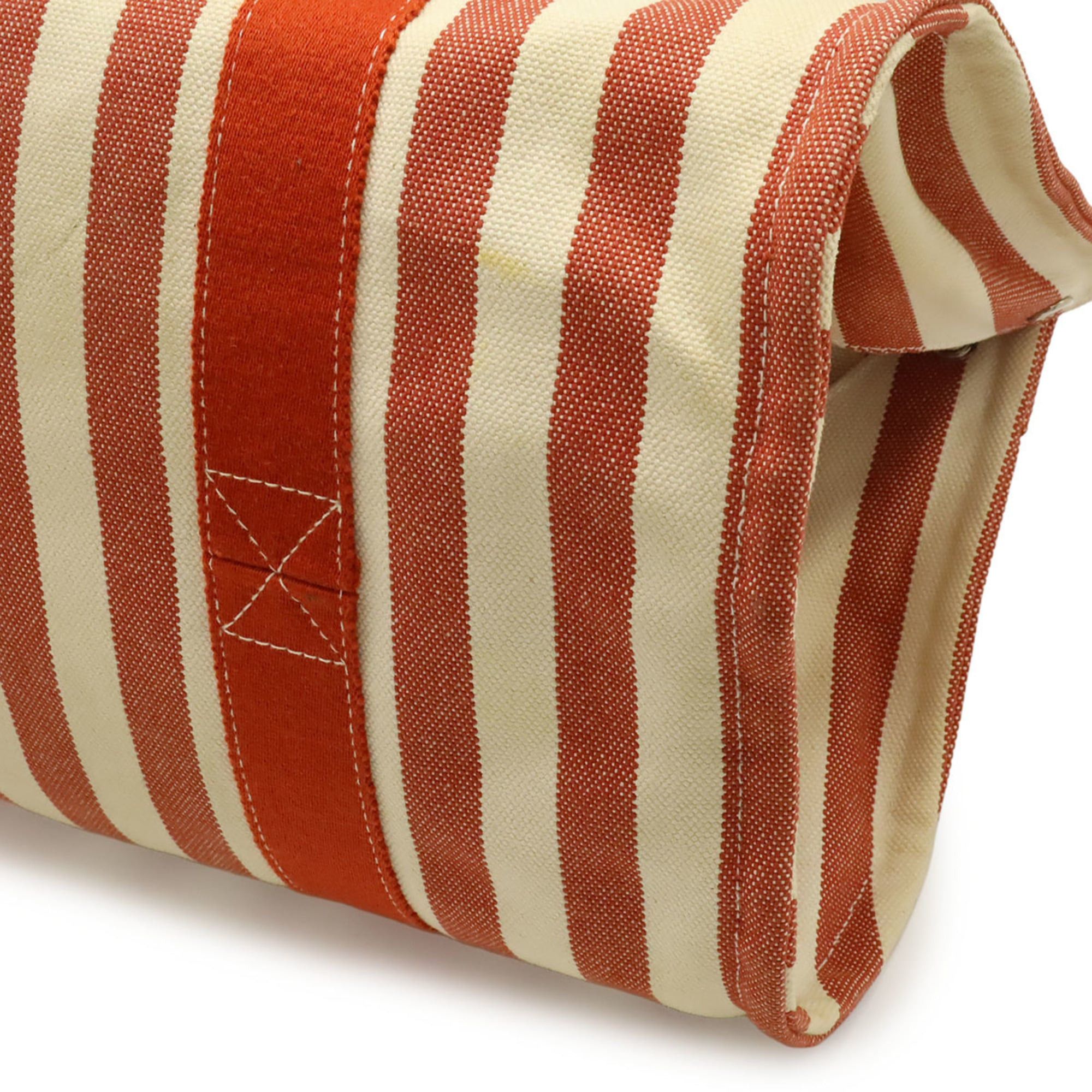Hermes HERMES Cannes MM Tote Bag Handbag Striped Canvas Red Ivory Size ONE SIZE - 4 Thumbnail