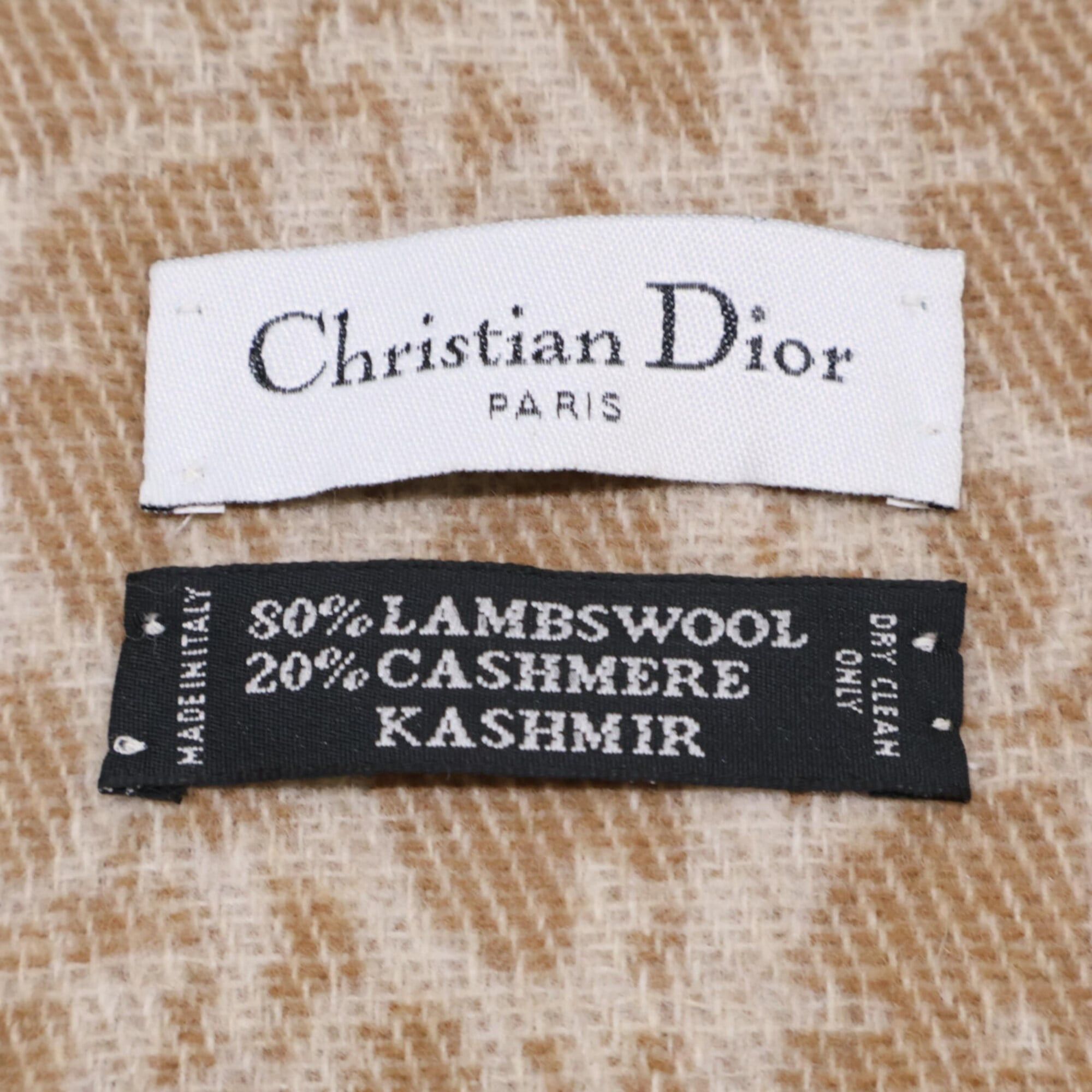 Dior Christian Dior DIOR Dior Trotter pattern cashmere wool scarf beige women's Size ONE SIZE - 5 Thumbnail