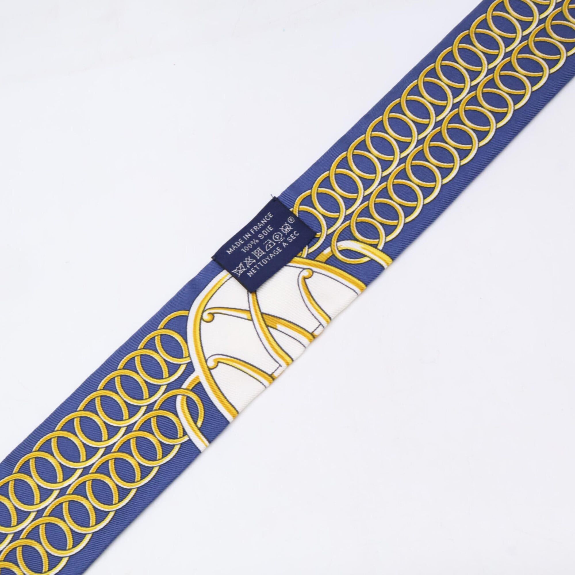 Hermes HERMES Lift Profile Silk Twilly Scarf/Muffler, Navy, Women's Size ONE SIZE - 6 Thumbnail