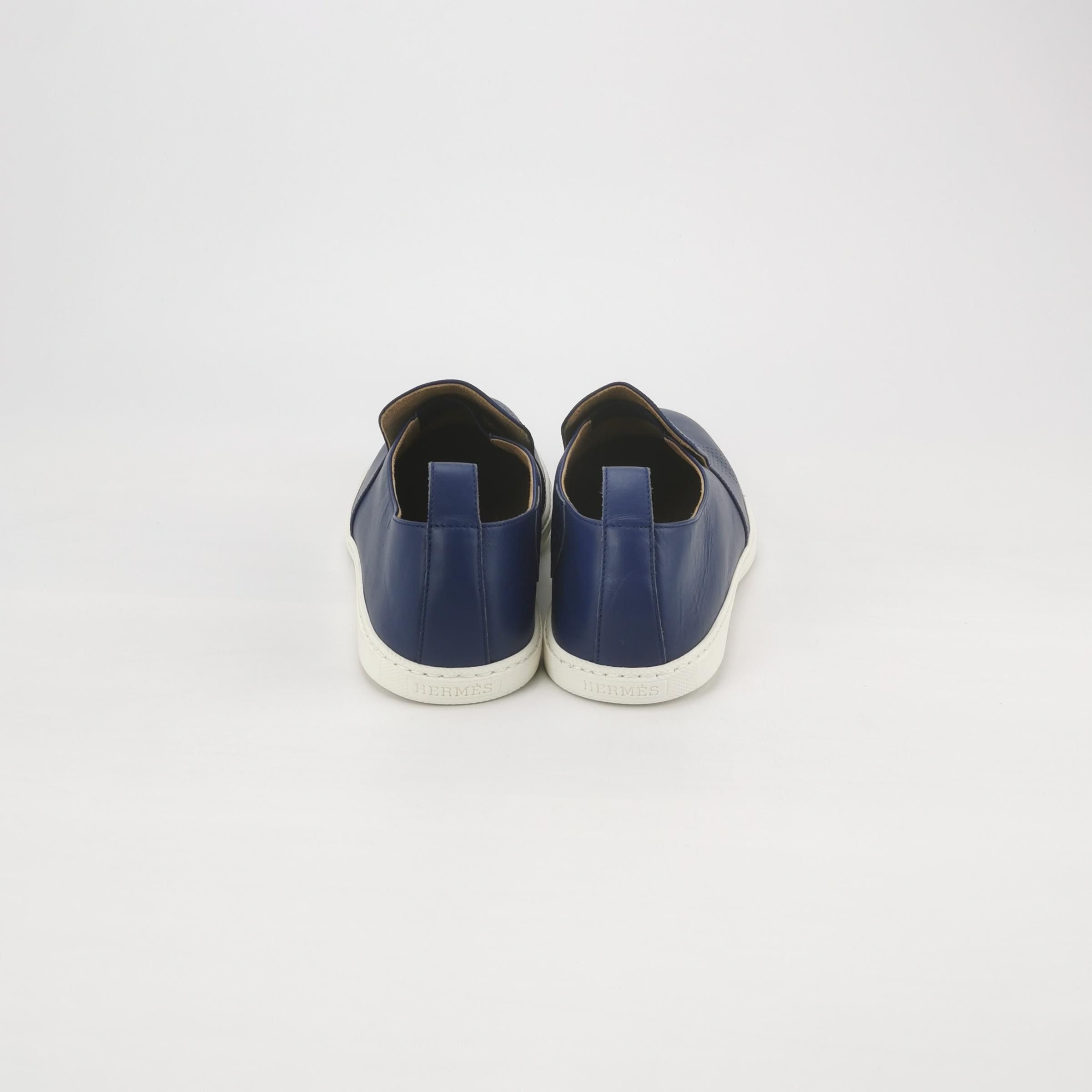 Hermes Hermes Blue Leather Slip On Sneakers EU 42 Size US 9 / EU 42 - 5 Thumbnail