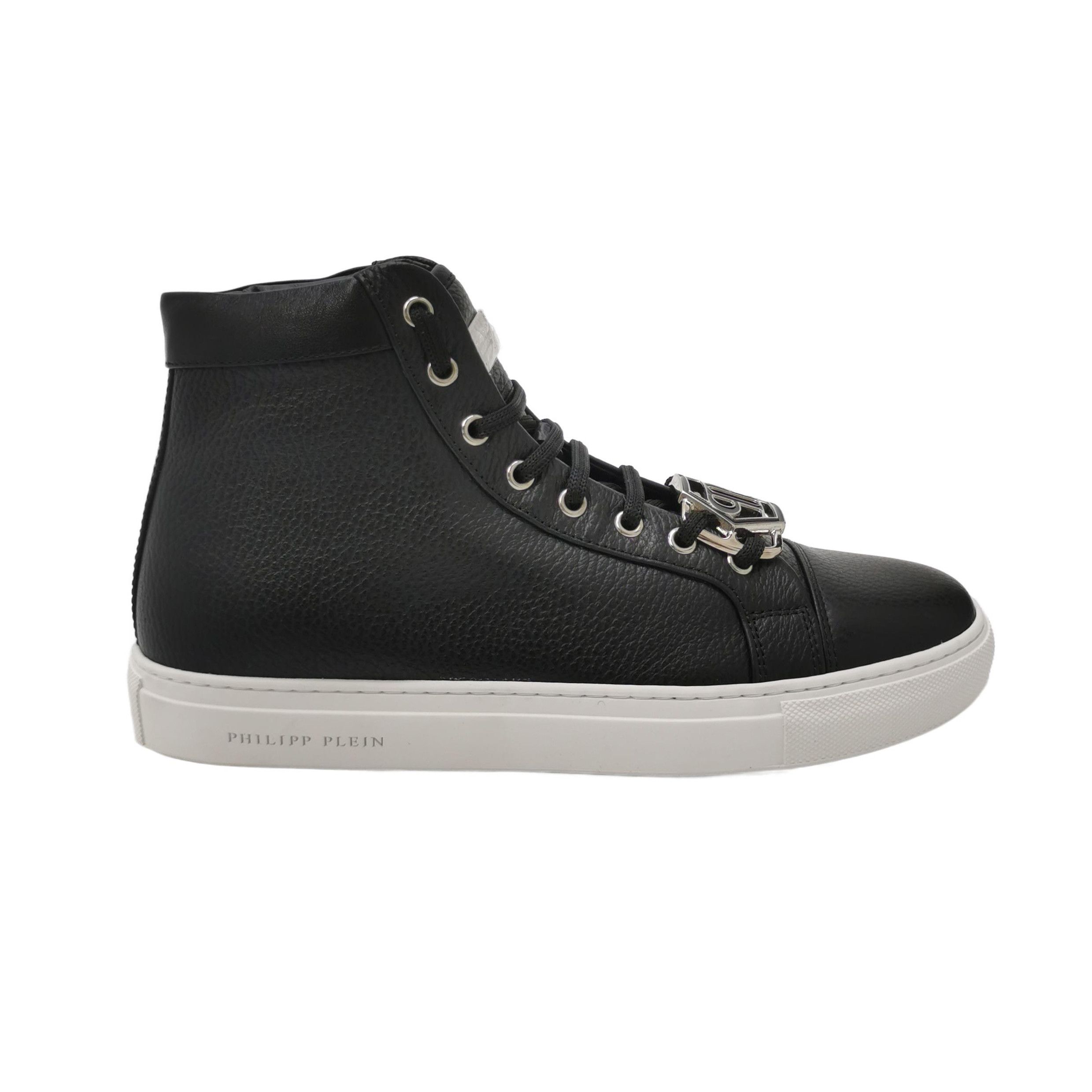 Philipp Plein Philipp Plein Logo Grained Leather High-Top Sneakers 40.5 Size US 7 / EU 40 - 2 Thumbnail