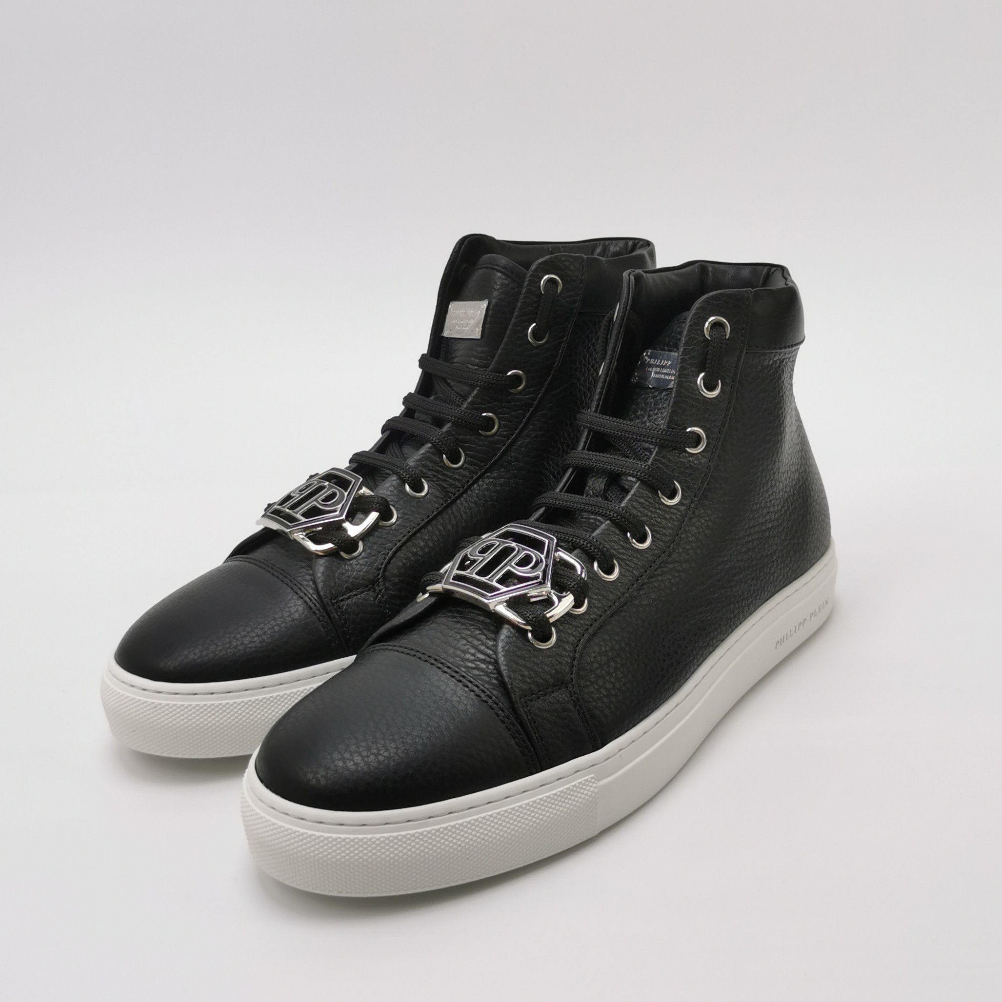 Philipp Plein Philipp Plein Logo Grained Leather High-Top Sneakers 40.5 Size US 7 / EU 40 - 3 Thumbnail