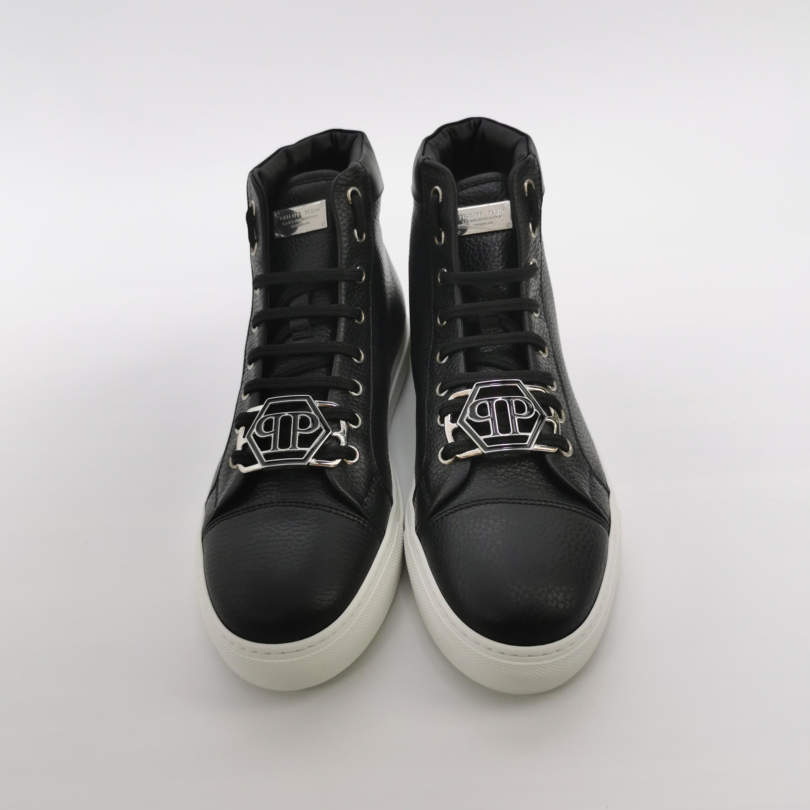 Philipp Plein Philipp Plein Hexagon Logo Grained Leather Sneakers 41 Size US 8 / EU 41 - 4 Thumbnail