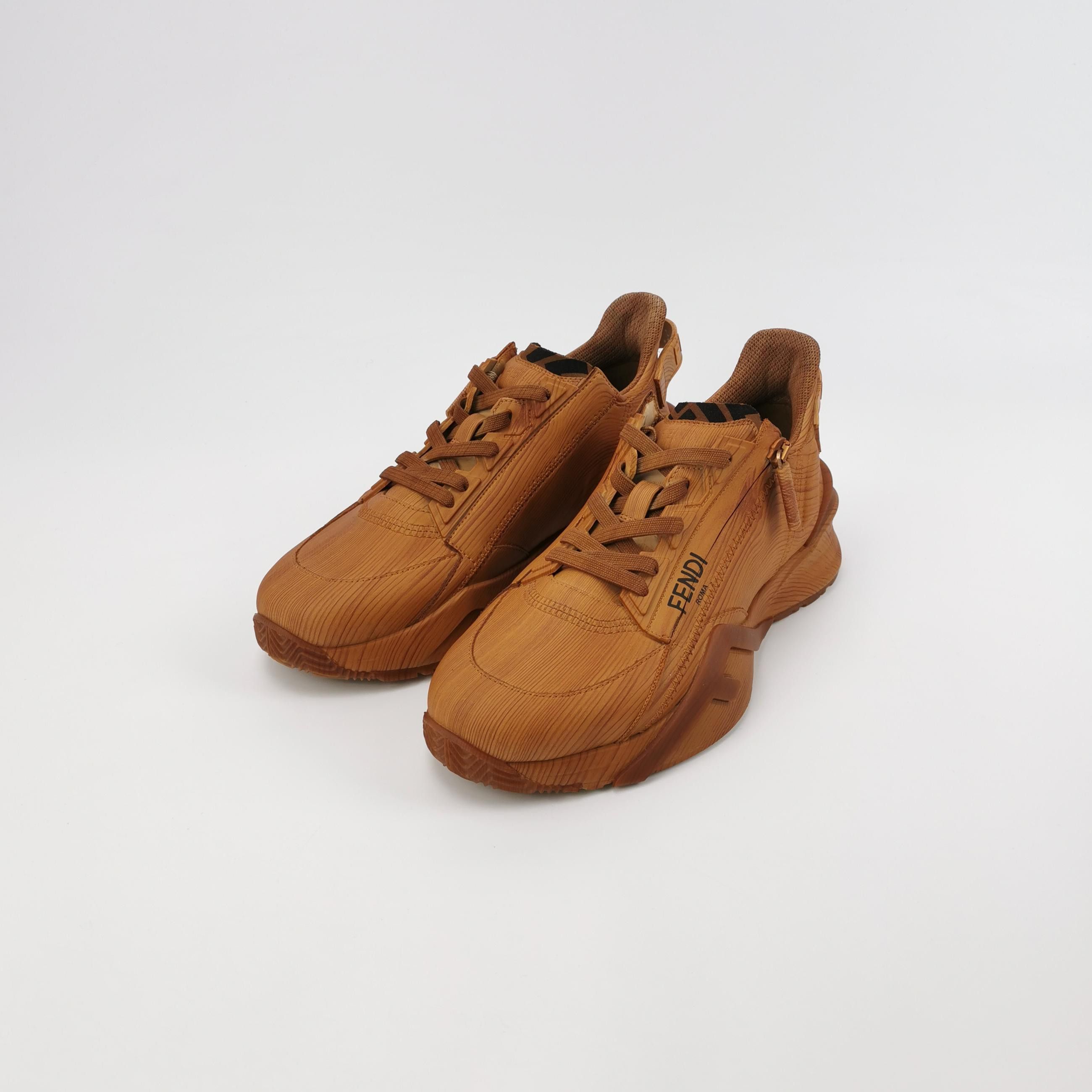 Fendi Fendi Flow Wood Grain Leather Sneakers EU 39 Size US 6 / EU 39 - 3 Thumbnail