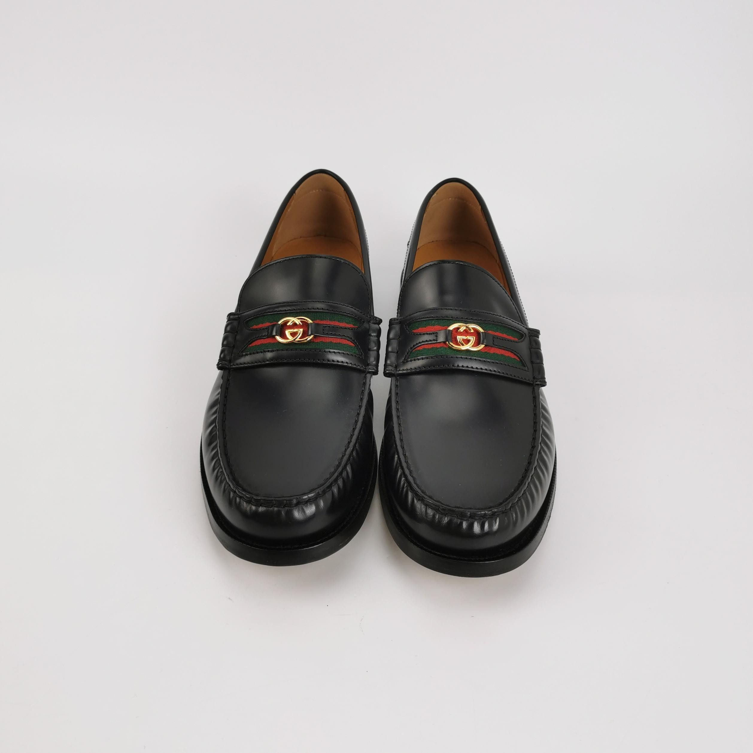 Gucci Gucci Interlocking G Webbing Leather Loafers 11 Size US 12 / EU 45 - 4 Thumbnail