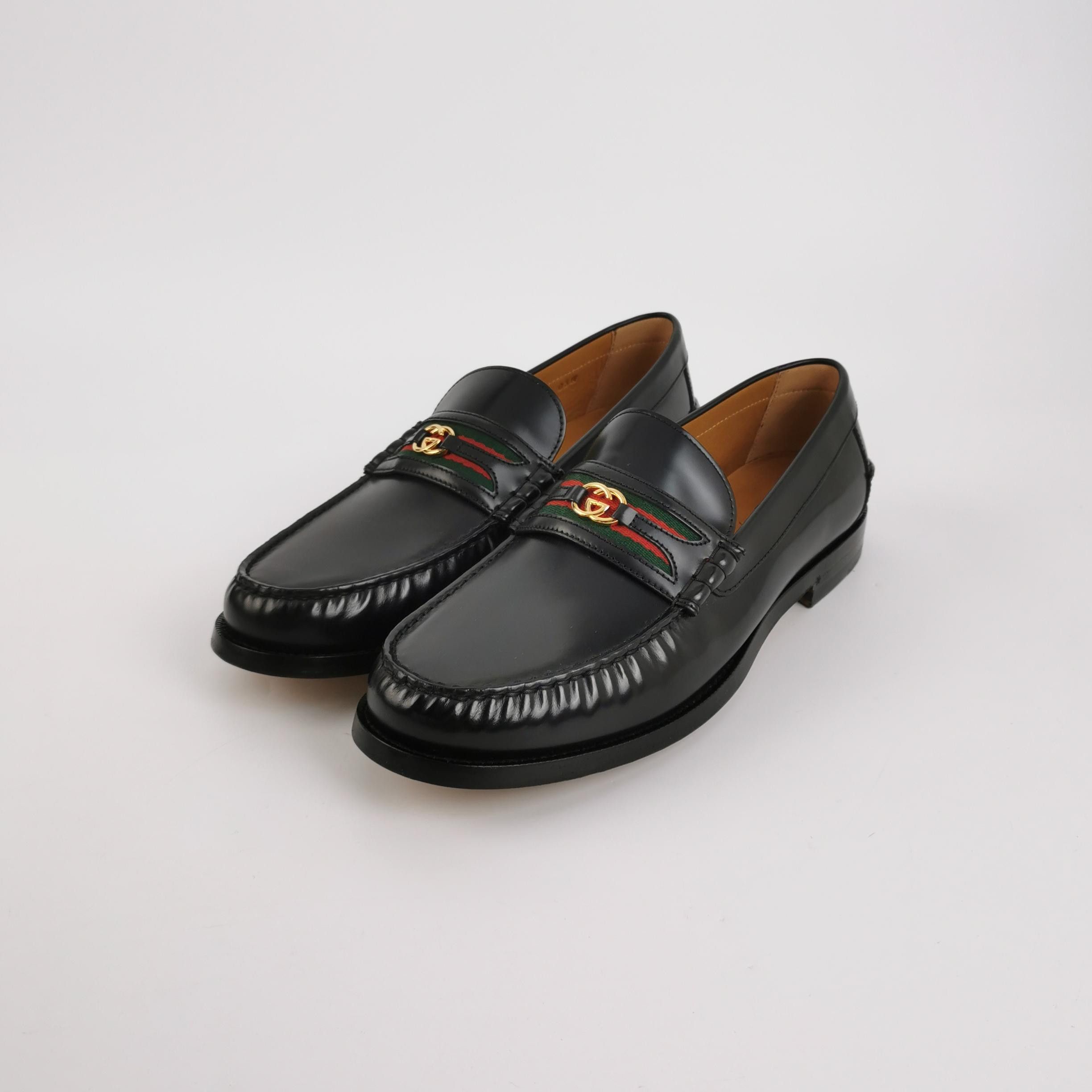 Gucci Gucci Interlocking G Webbing Leather Loafers 11 Size US 12 / EU 45 - 3 Thumbnail