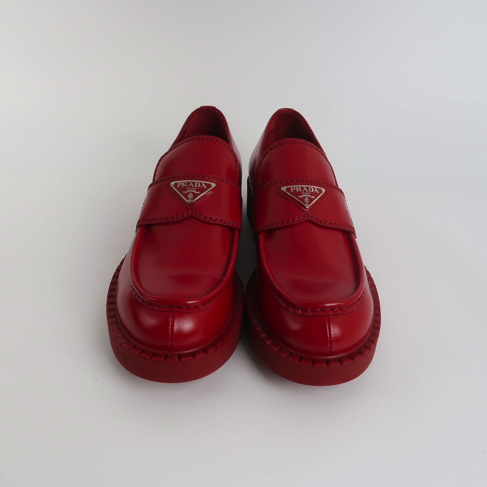Prada Prada Red Triangle Logo Leather Loafers 41 Size US 8 / EU 41 - 4 Thumbnail