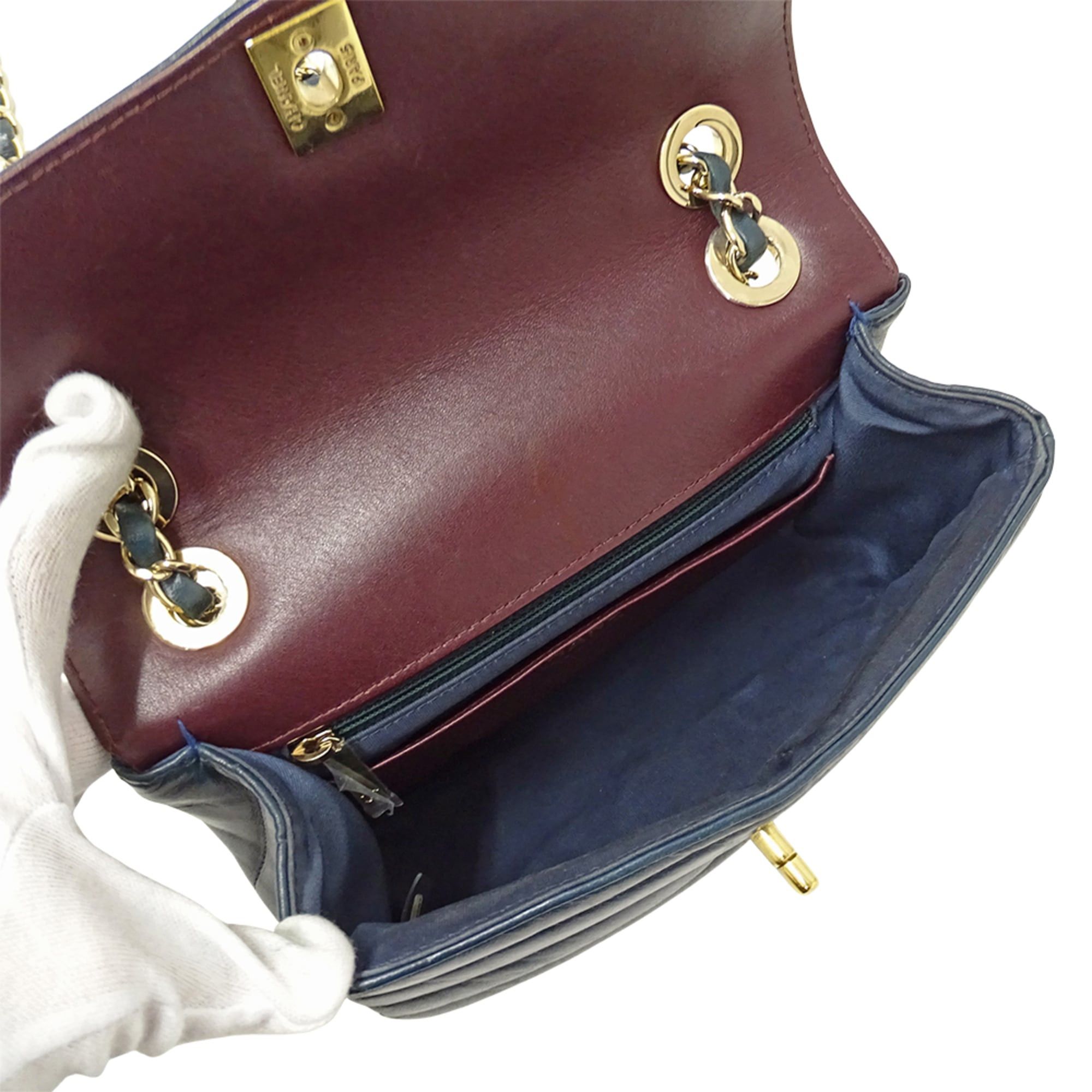 Chanel Chanel handbag for women, brand shoulder bag, leather, blue-green, gold hardware, chain strap. Size ONE SIZE - 5 Thumbnail