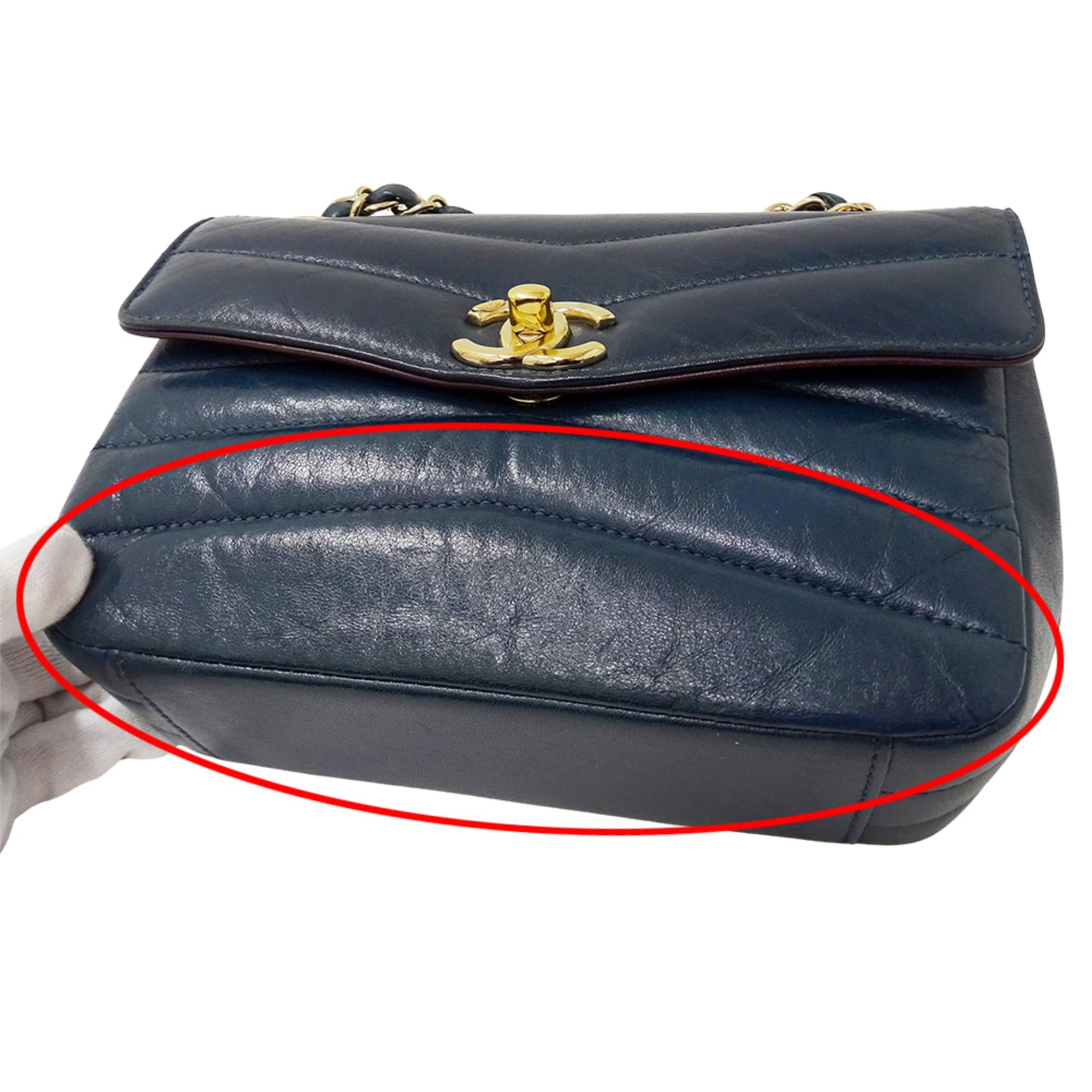 Chanel Chanel handbag for women, brand shoulder bag, leather, blue-green, gold hardware, chain strap. Size ONE SIZE - 13 Thumbnail