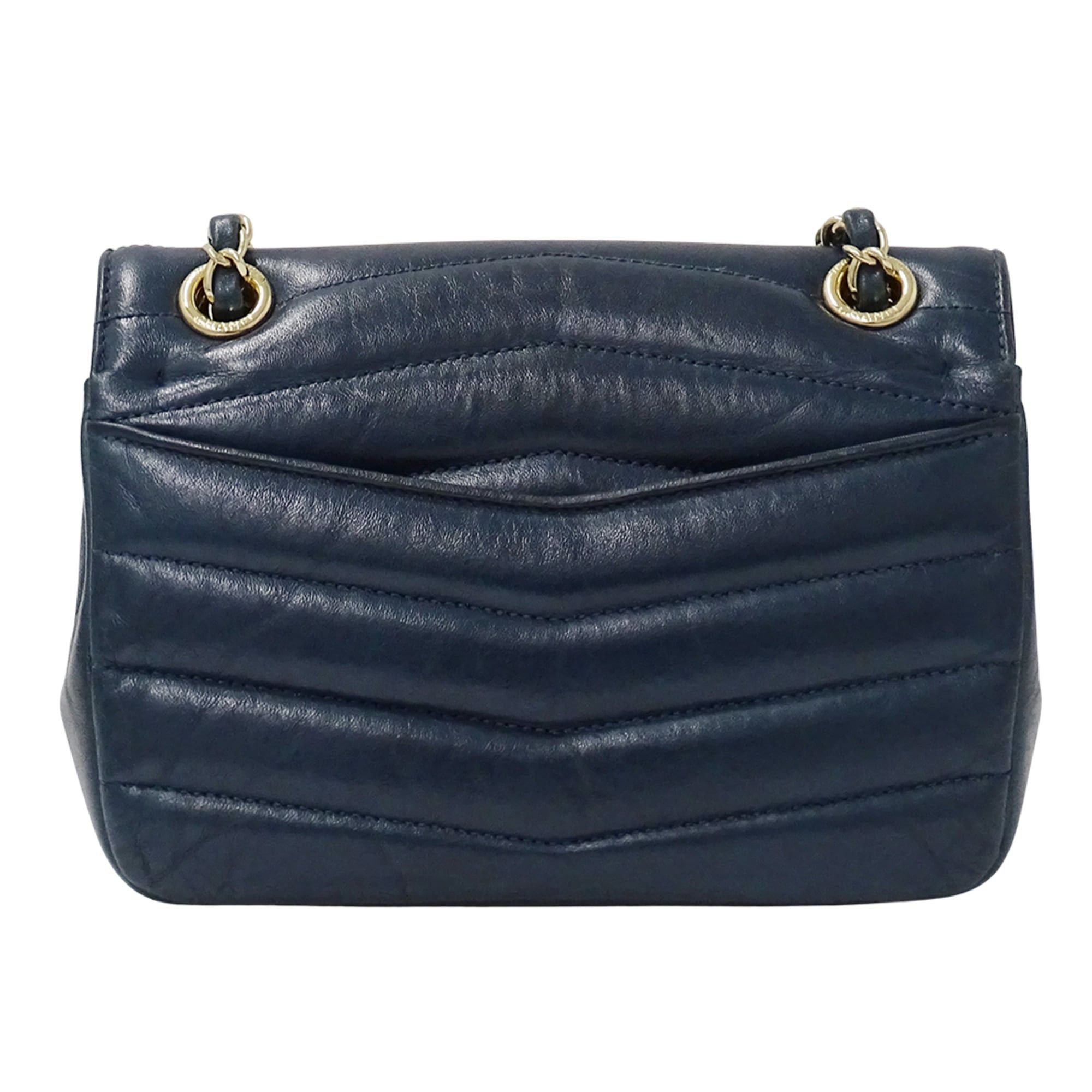 Chanel Chanel handbag for women, brand shoulder bag, leather, blue-green, gold hardware, chain strap. Size ONE SIZE - 2 Thumbnail