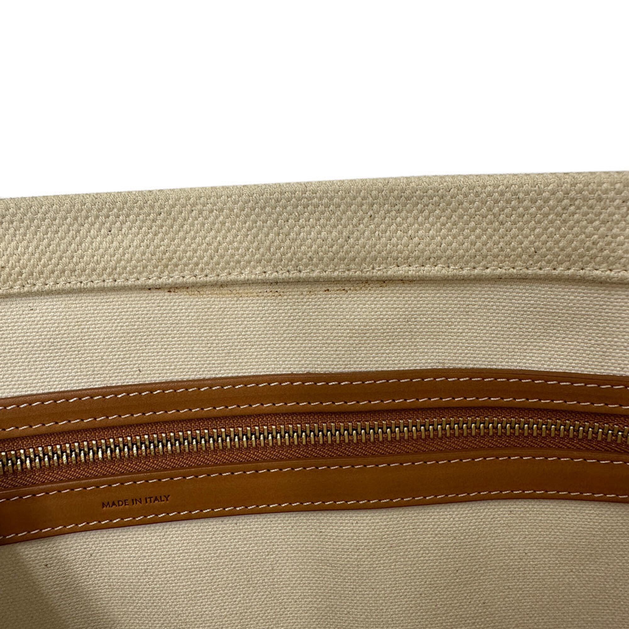 Celine Celine handbag, women's brand tote bag, canvas, horizontal design, Cabas, white, brown. Size ONE SIZE - 8 Thumbnail