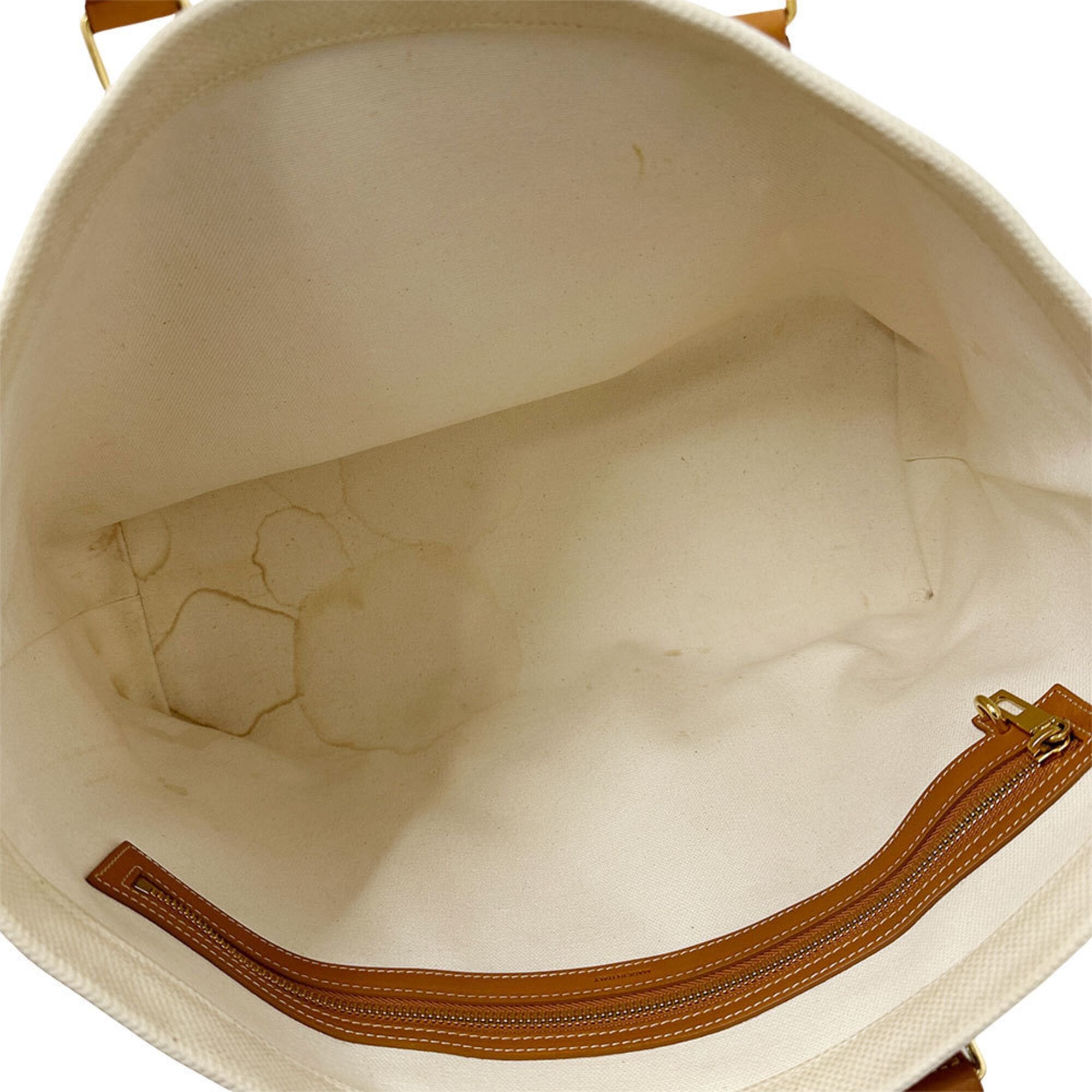 Celine Celine handbag, women's brand tote bag, canvas, horizontal design, Cabas, white, brown. Size ONE SIZE - 11 Thumbnail